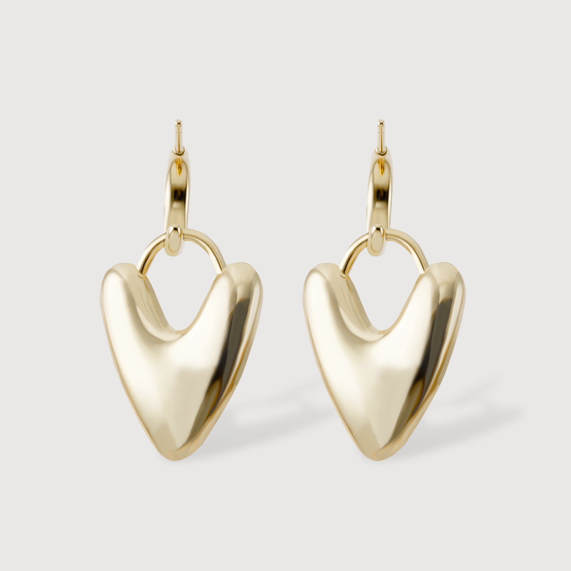 Gold Heart Drop Earrings