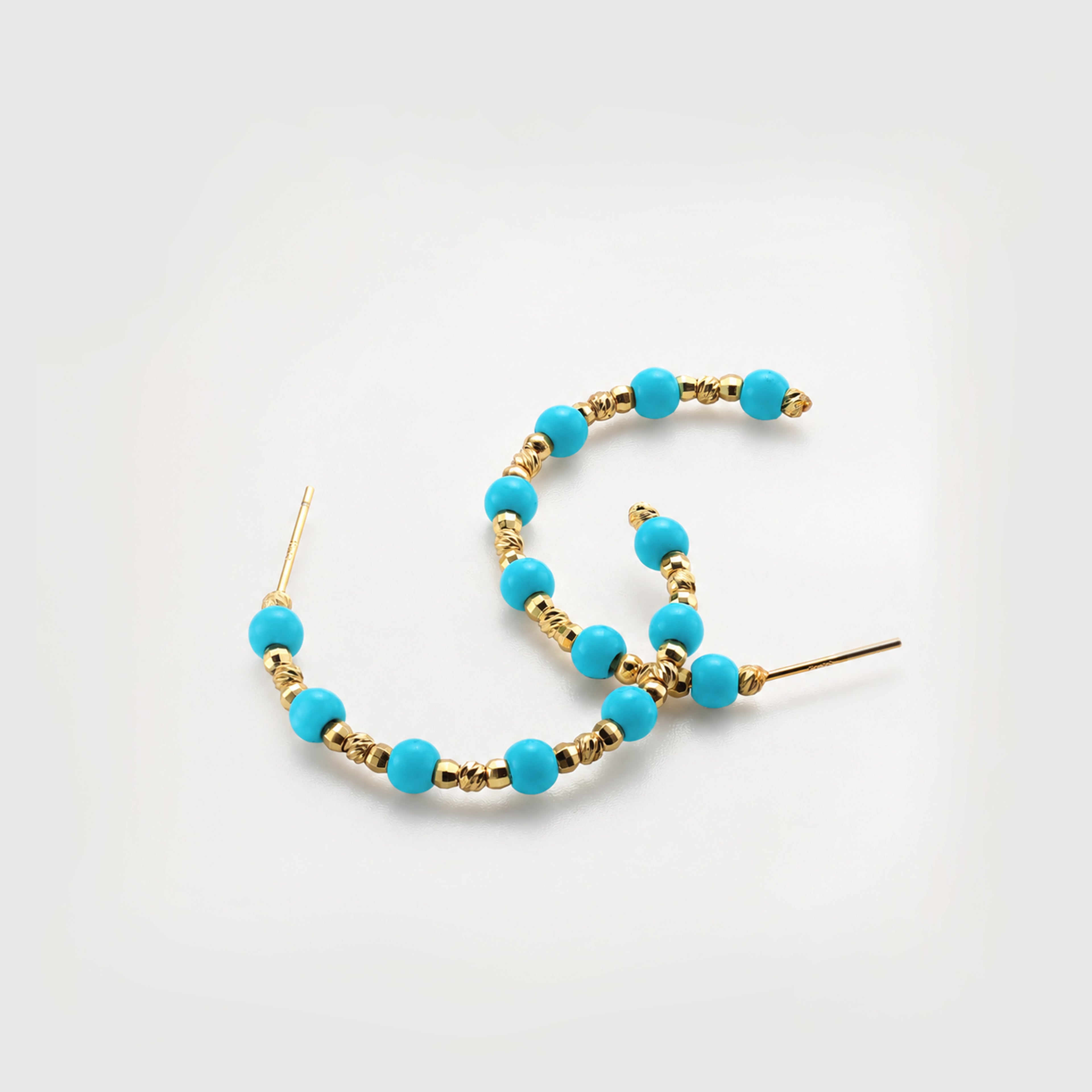 Turquoise Beaded Hoops