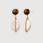 Tiger Pearl Drop Earrings