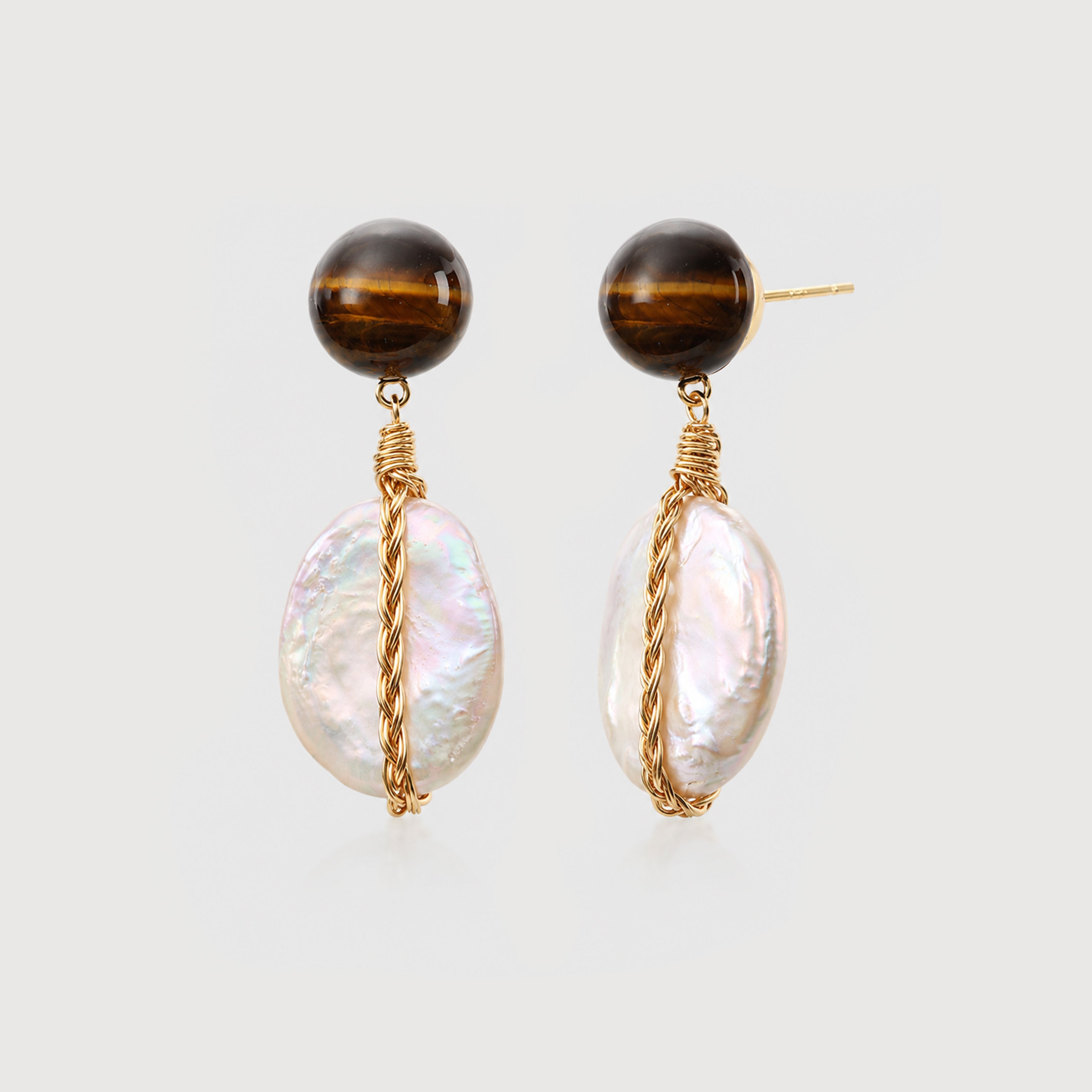 Tiger Pearl Drop Earrings