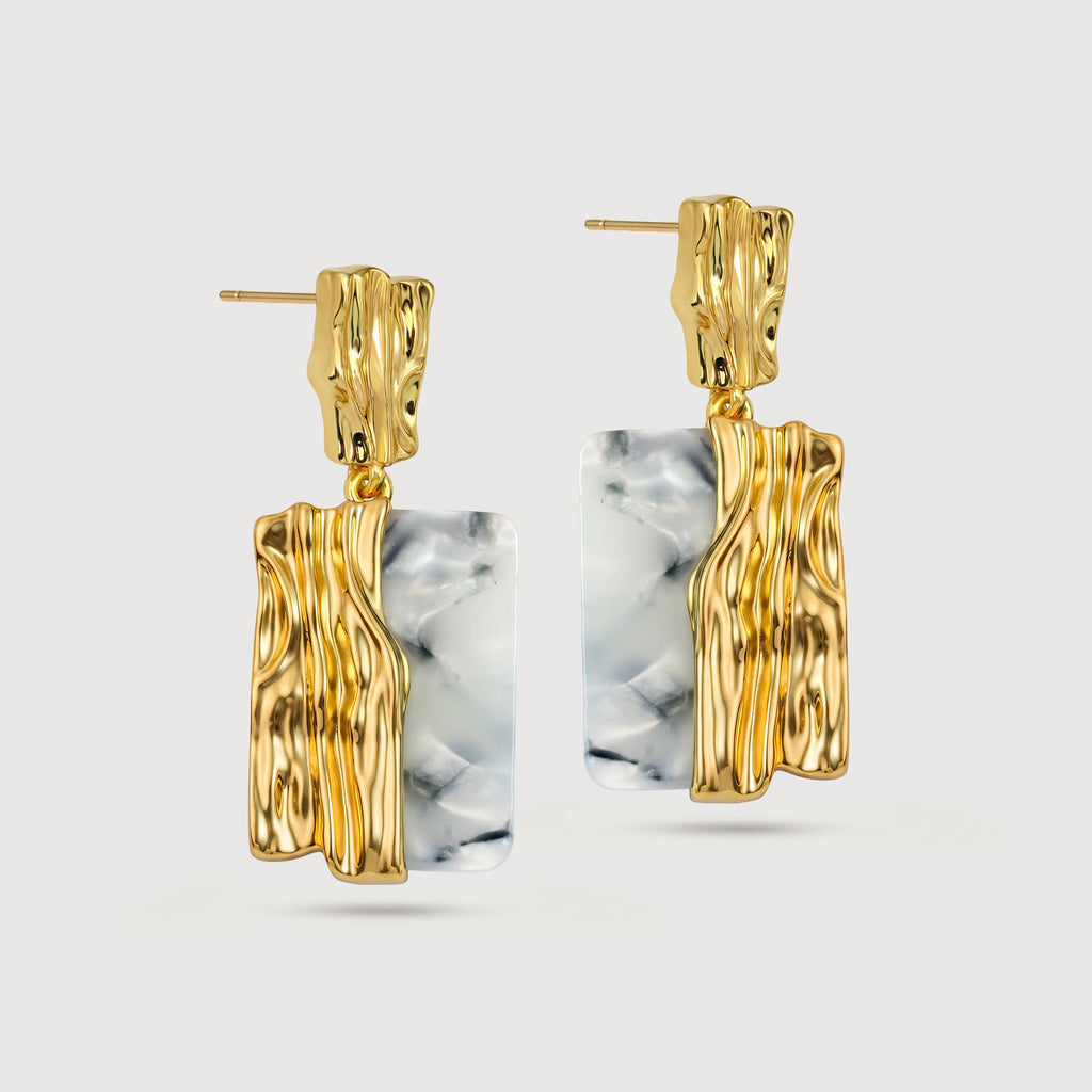 Marble Gold Drop Earrings