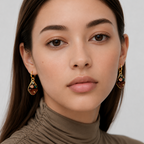 Pearl Wood Drop Hoops