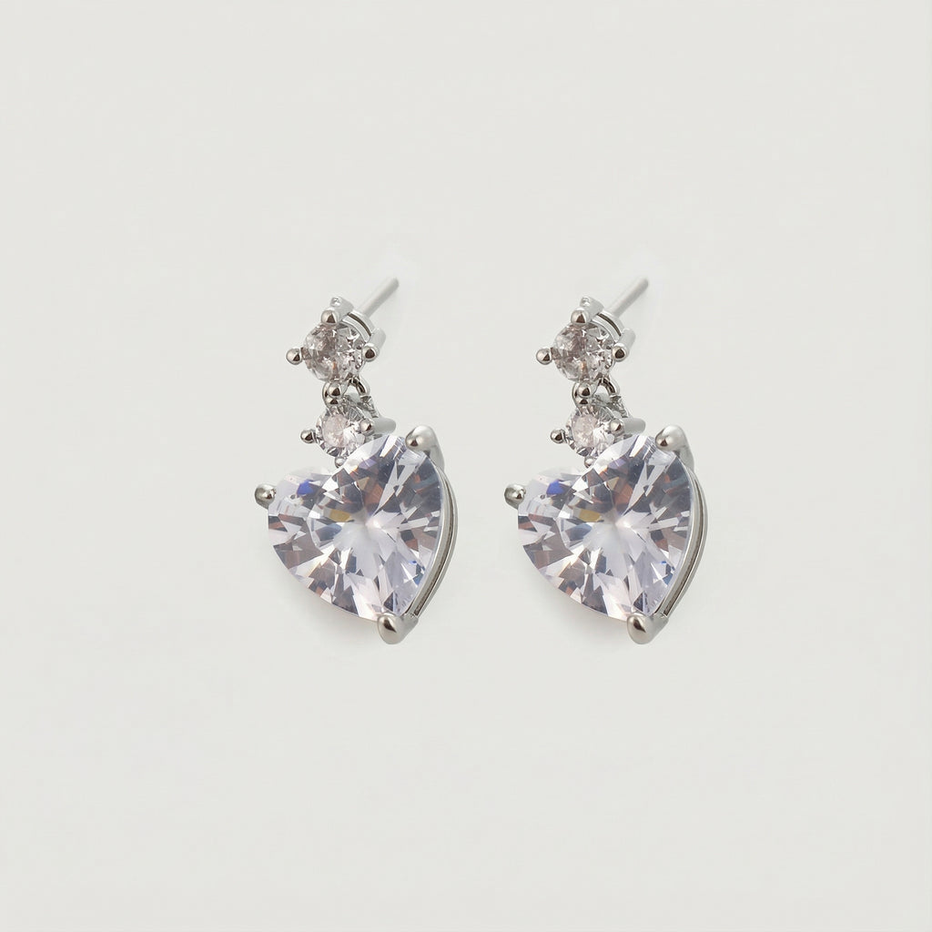 Radiant Heart-Shaped Zirconia Drop Earrings
