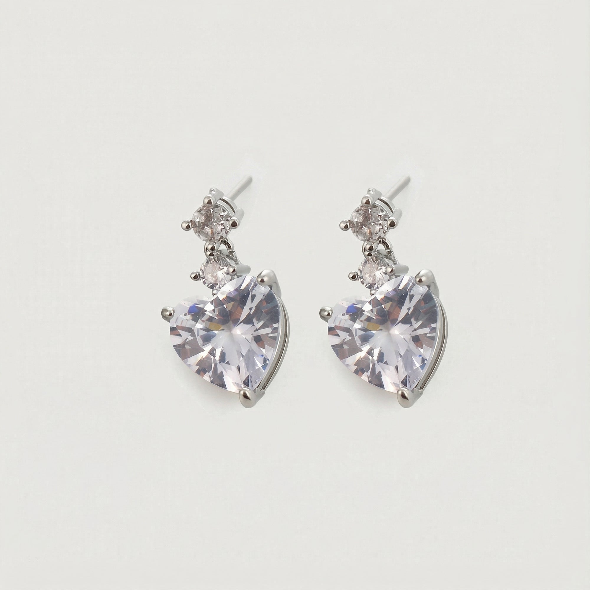 Radiant Heart-Shaped Zirconia Drop Earrings