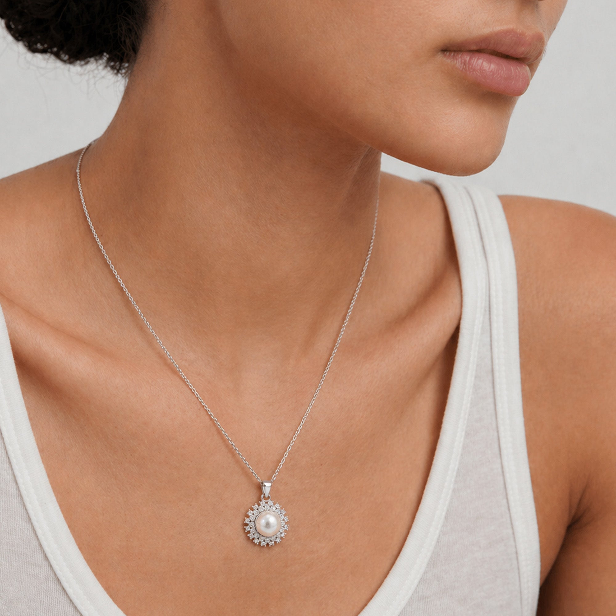 Pearl Halo Pendant Necklace