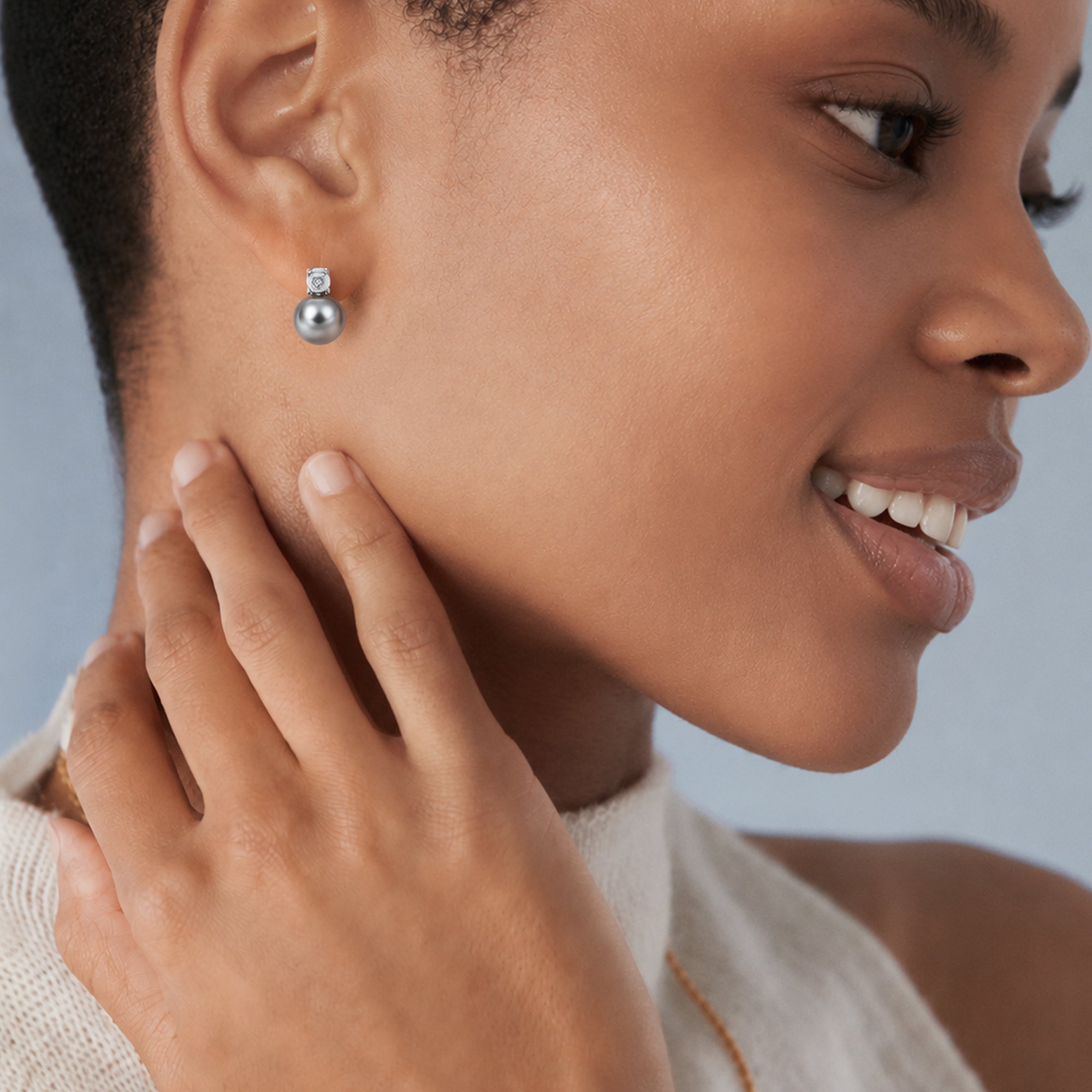 Grey Pearl Zircon Studs