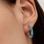 Blue Agate Hoop Earrings