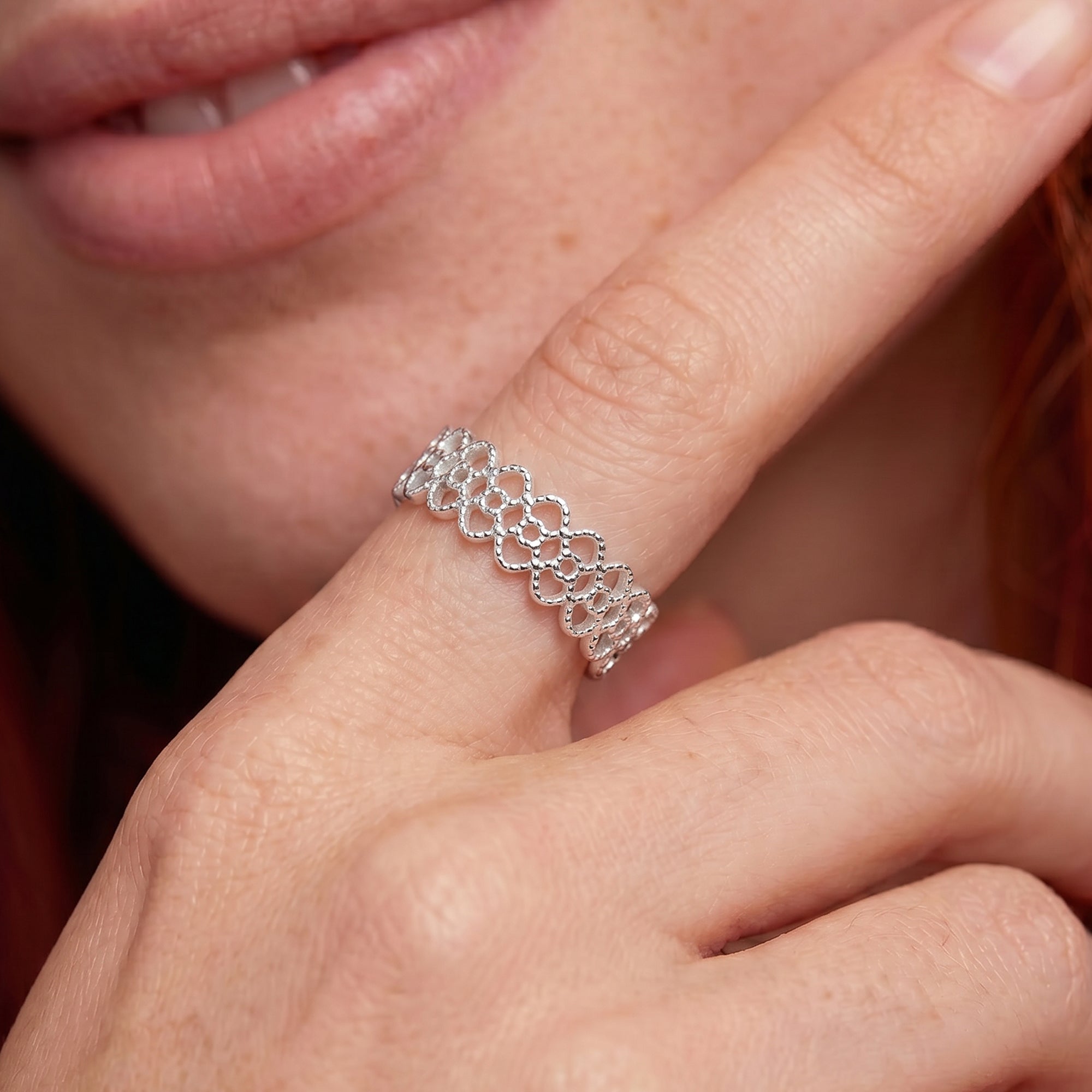 Silver Lace Open Ring