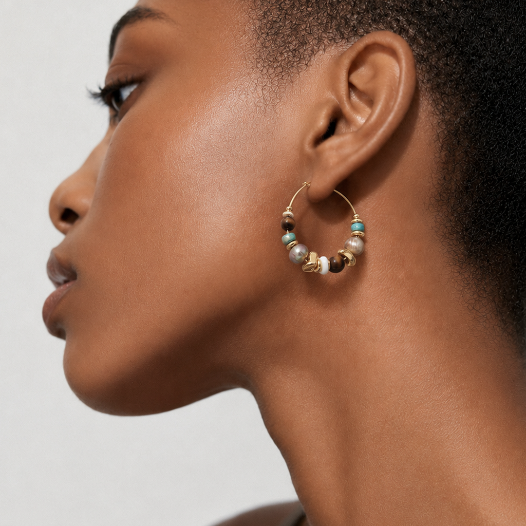 Artisan Beaded Hoops