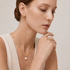 Golden Pearl Charm Necklace
