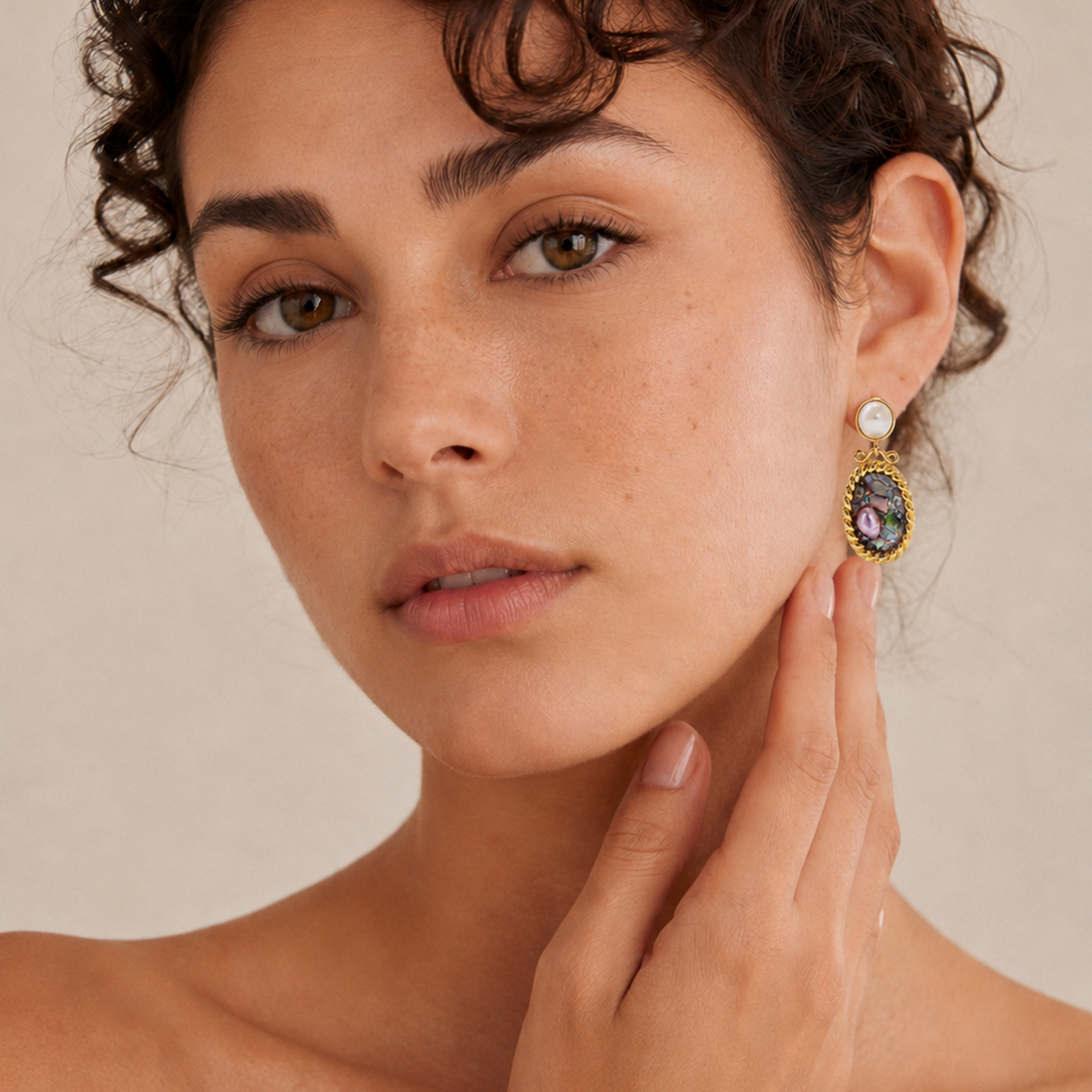 Mosaic Pearl Drop Studs