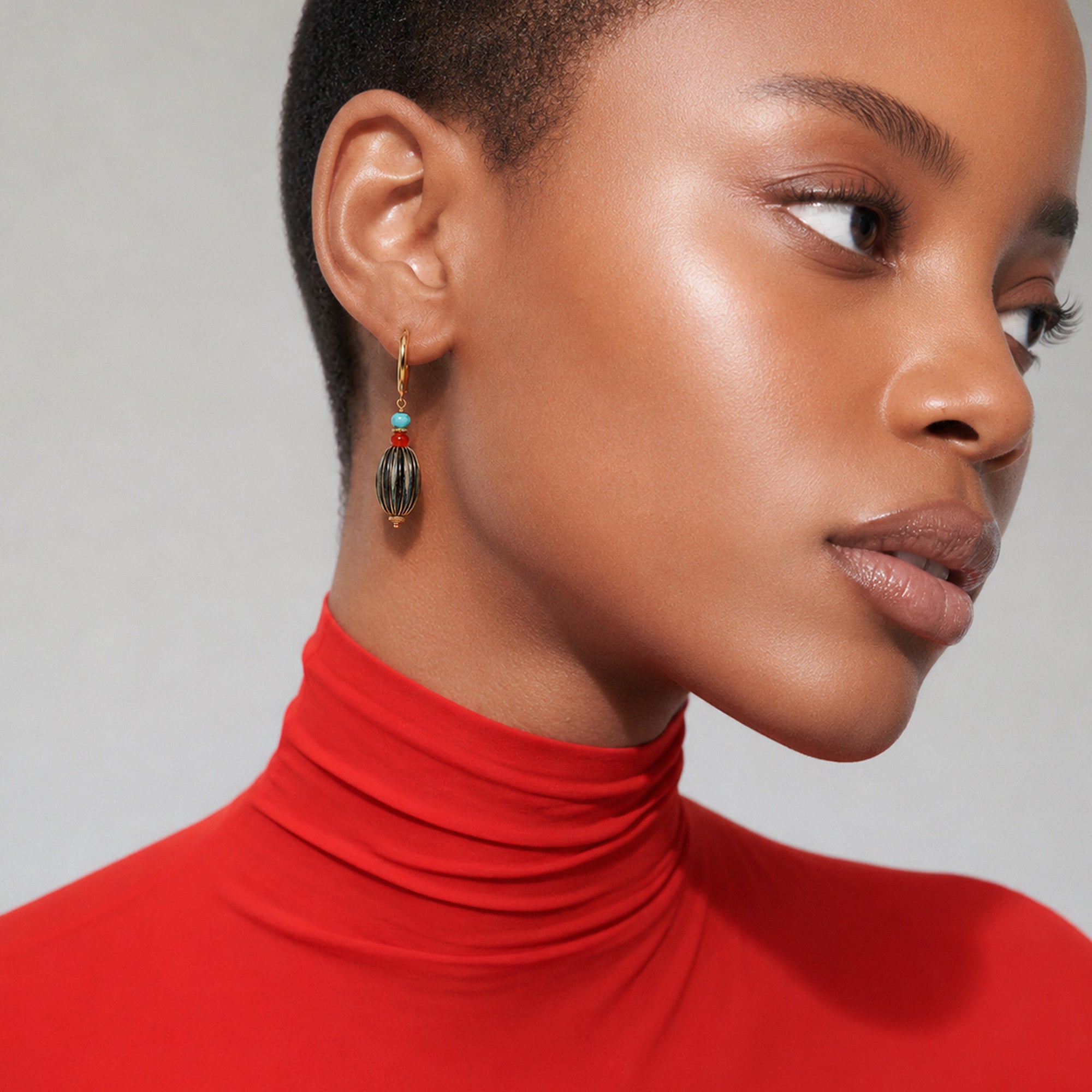 Turquoise Drop Hoops