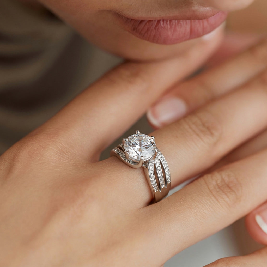 Zircon Wave Solitaire Ring