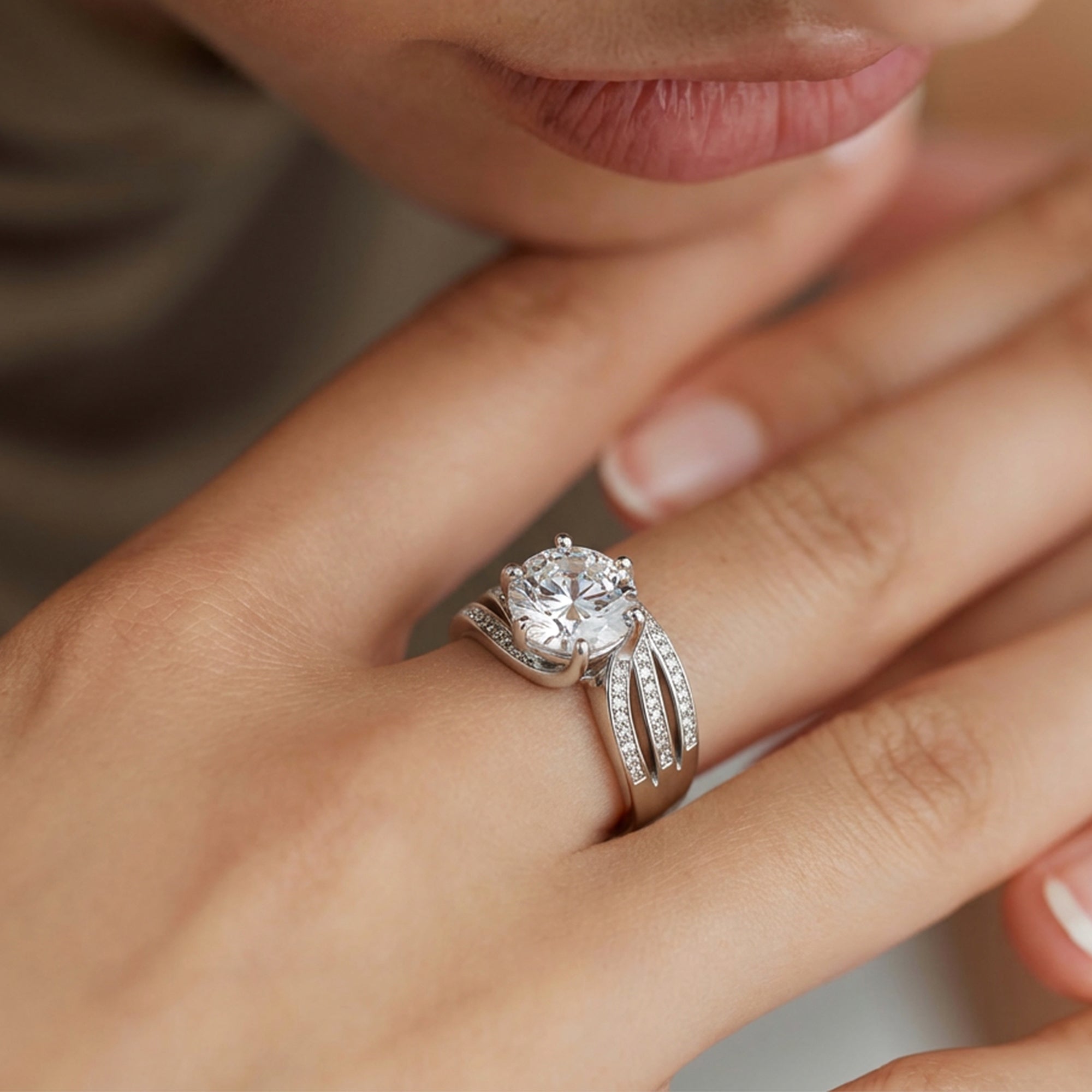 Zircon Wave Solitaire Ring