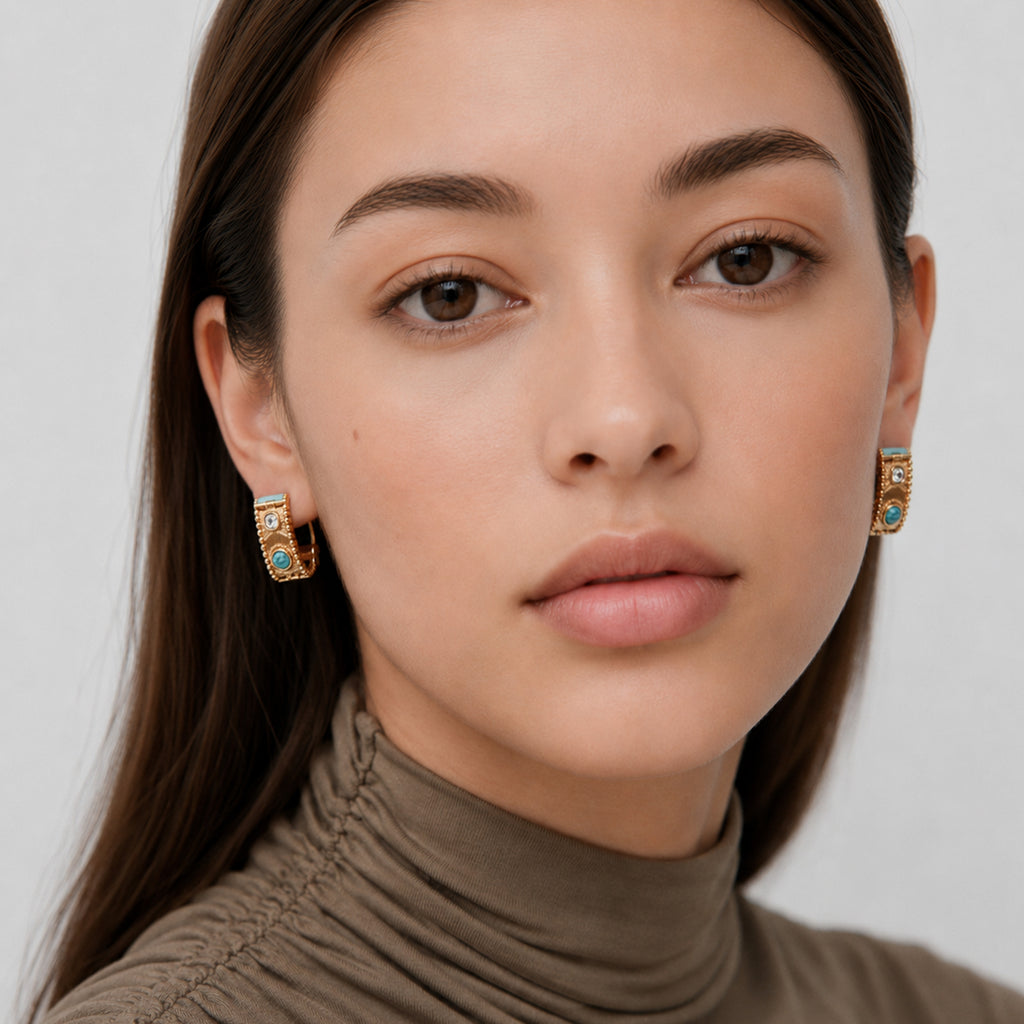 Turquoise Huggie Earrings