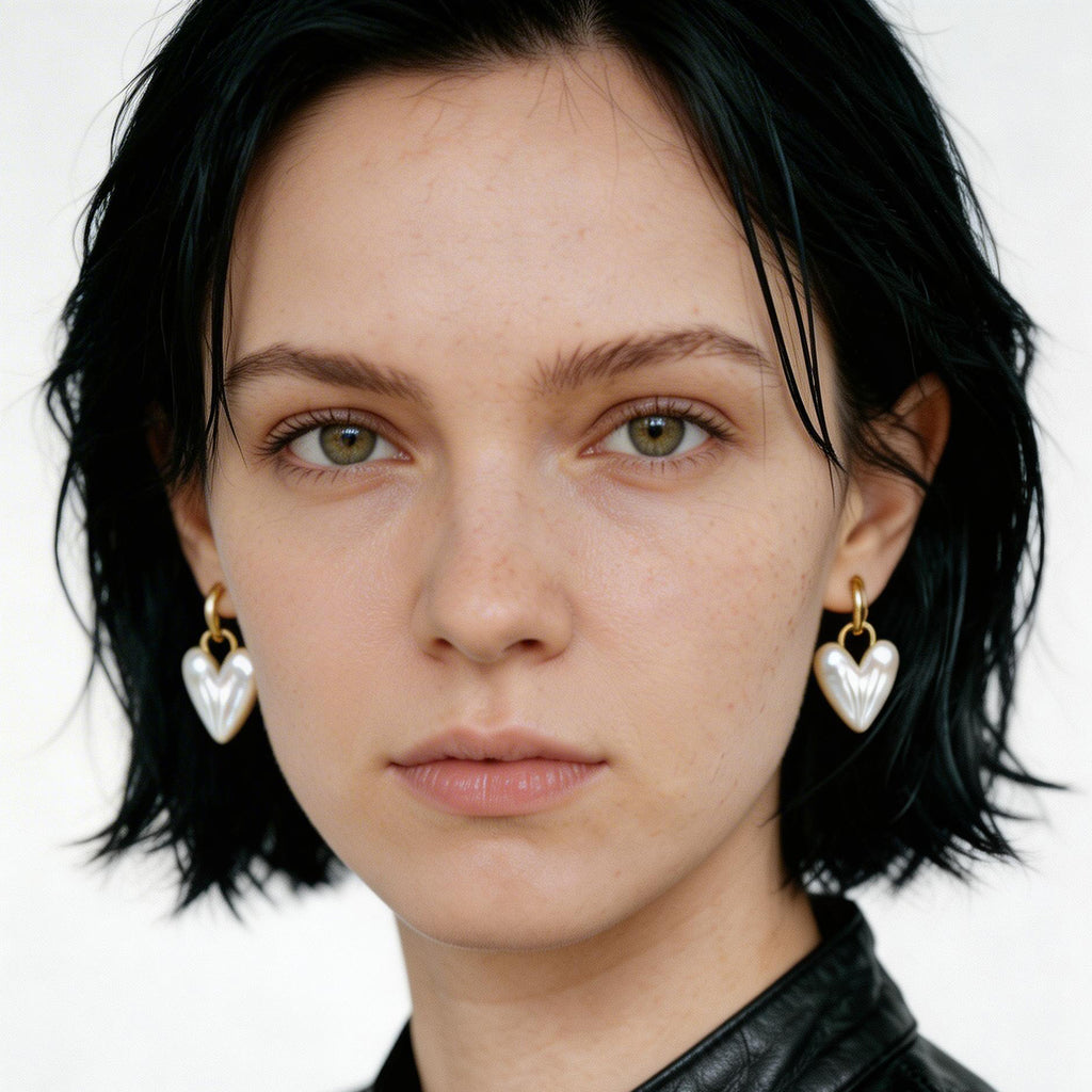 Gold Heart Drop Earrings