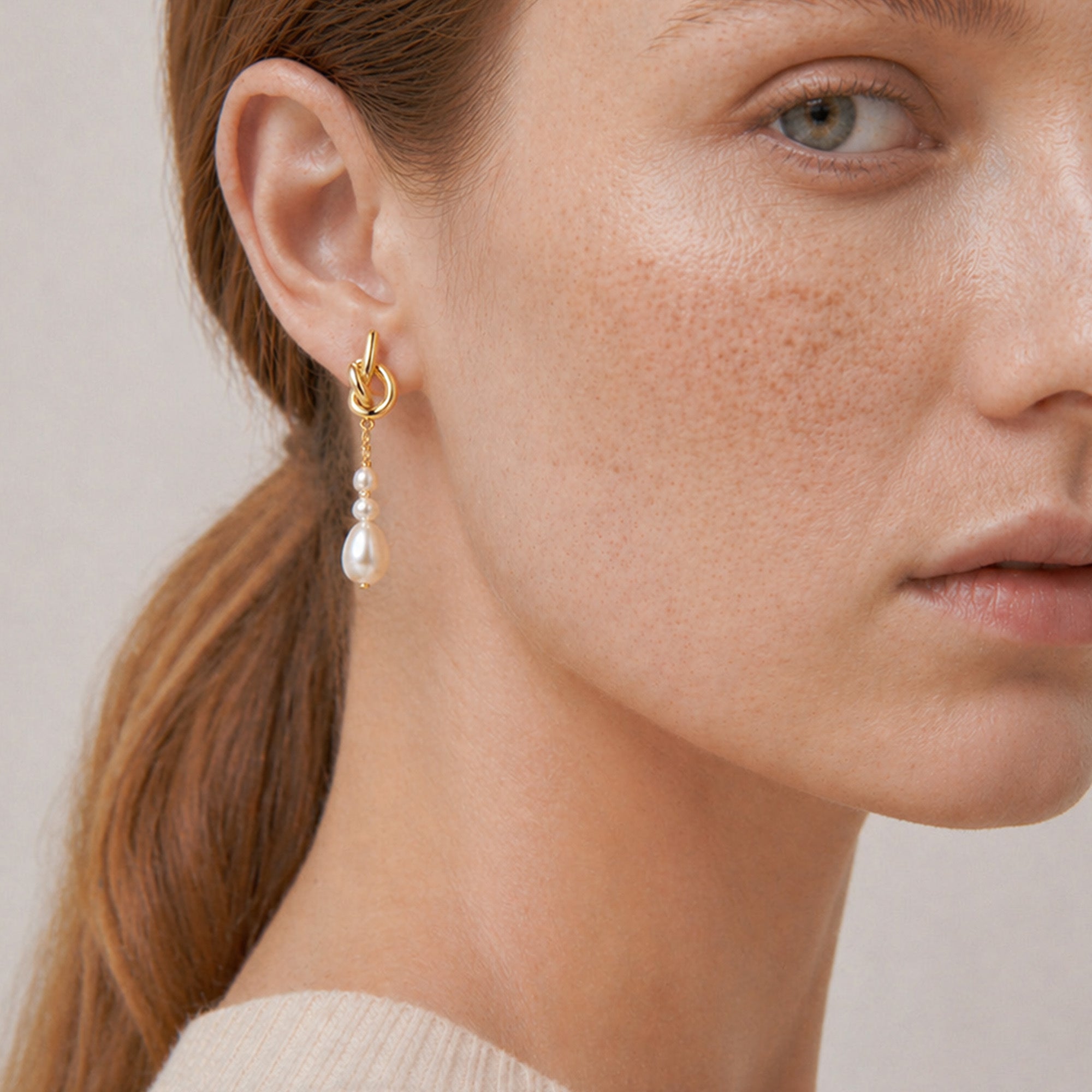 Pearl Knot Drop Earrings