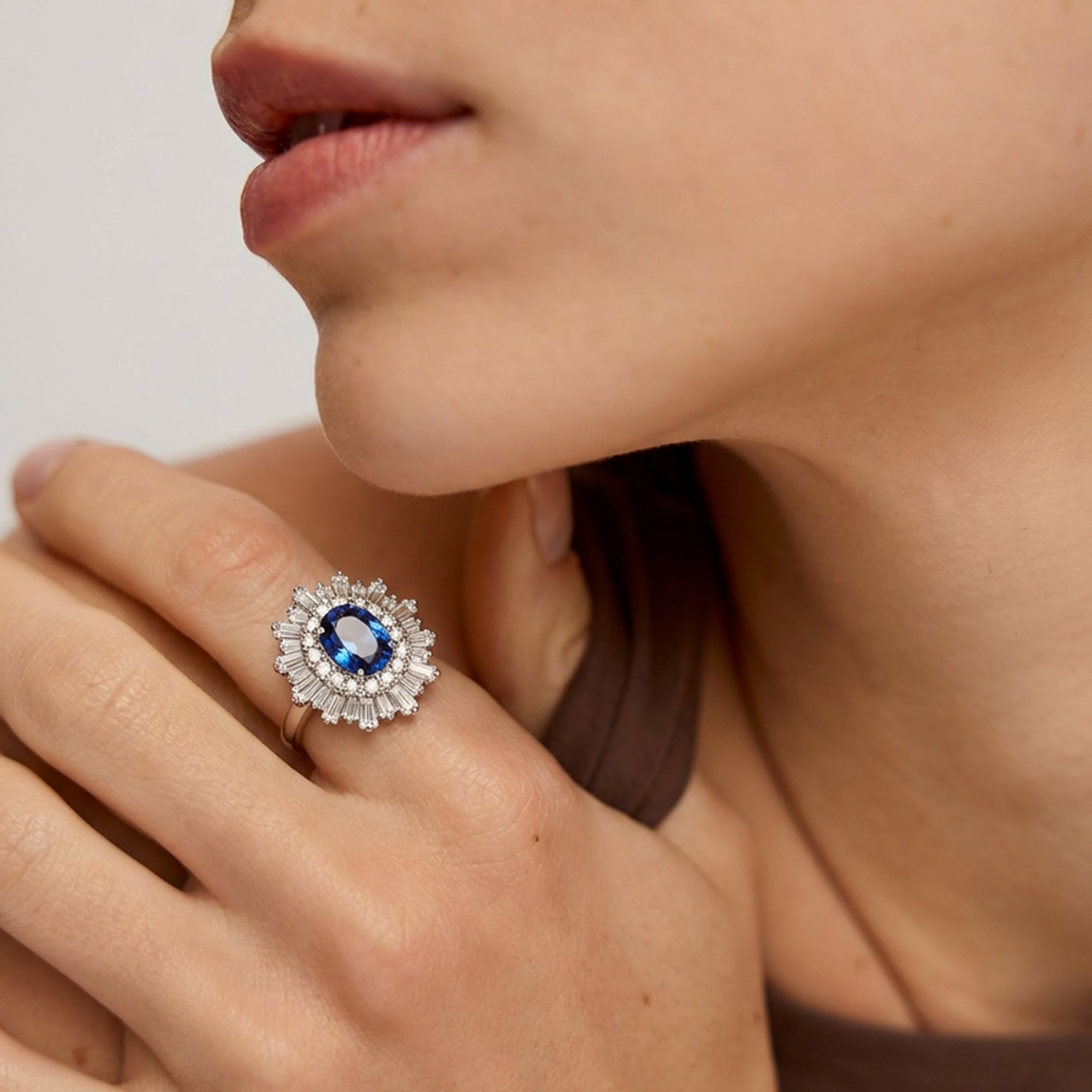 Blue Zircon Statement Ring