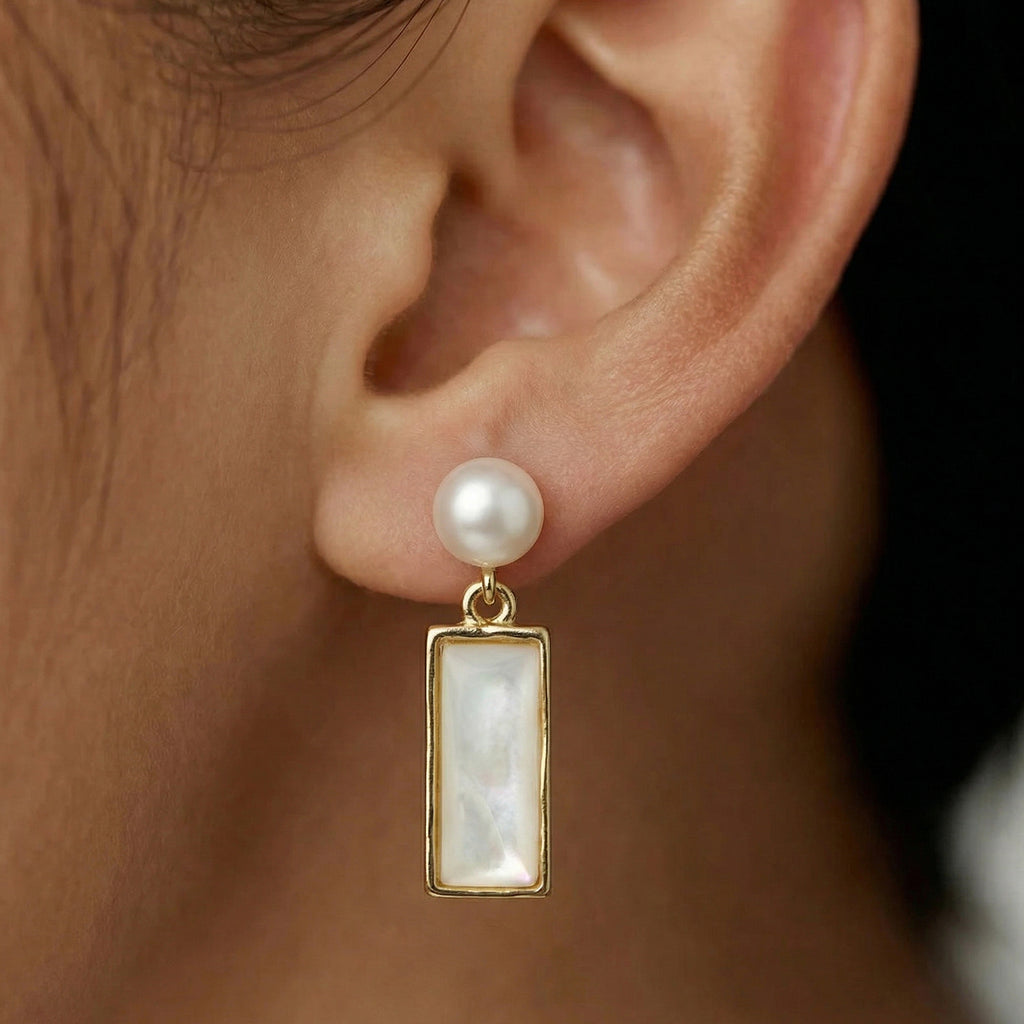 Pearl Bar Drop Earrings