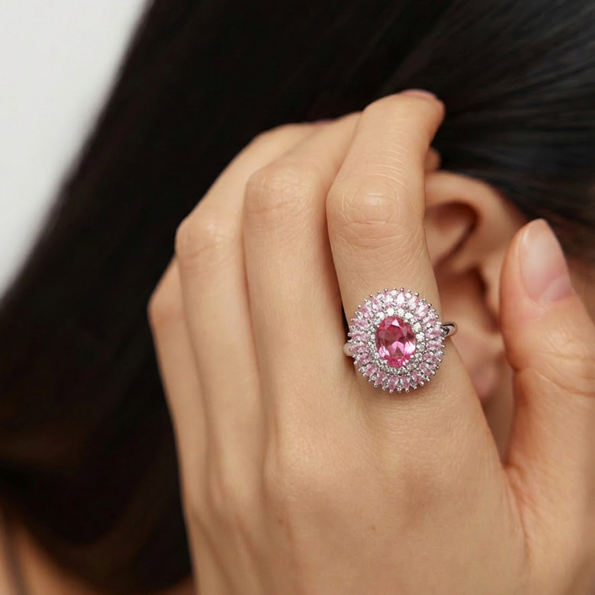 Pink Halo Statement Ring