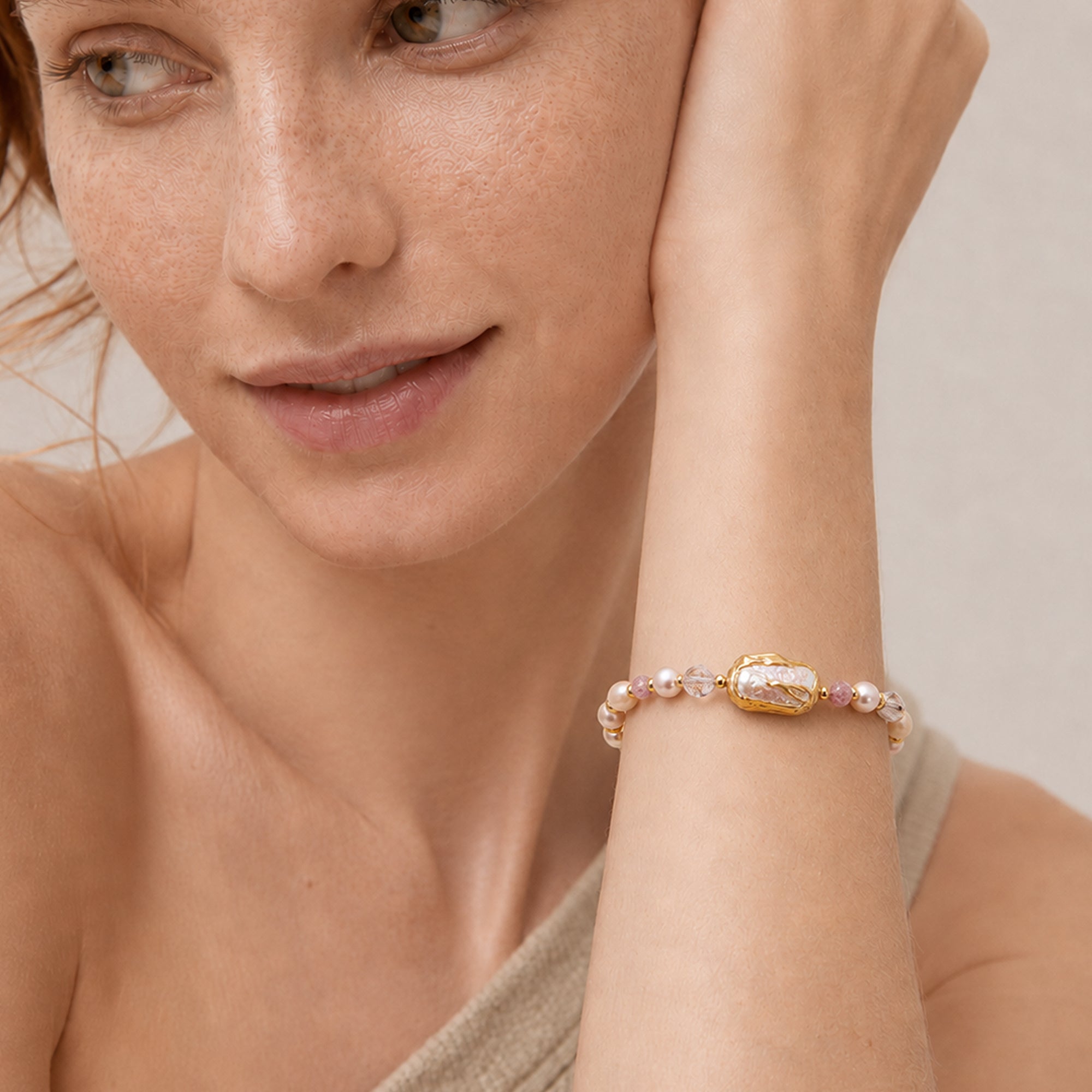 Pearl Crystal Charm Bracelet