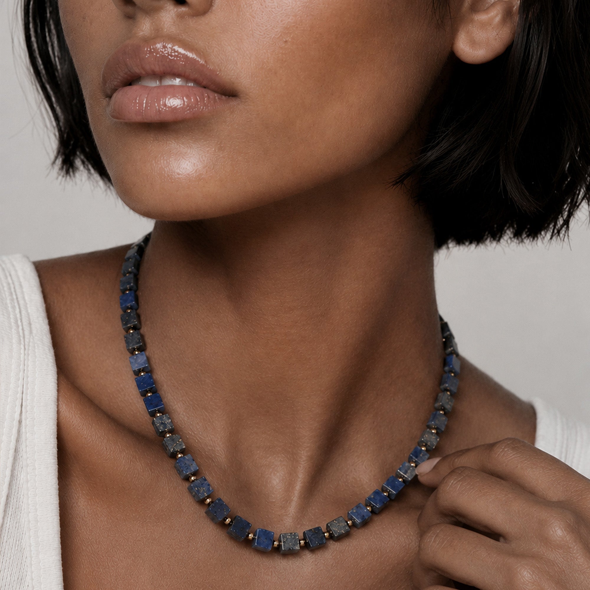 Lapis Cube Necklace