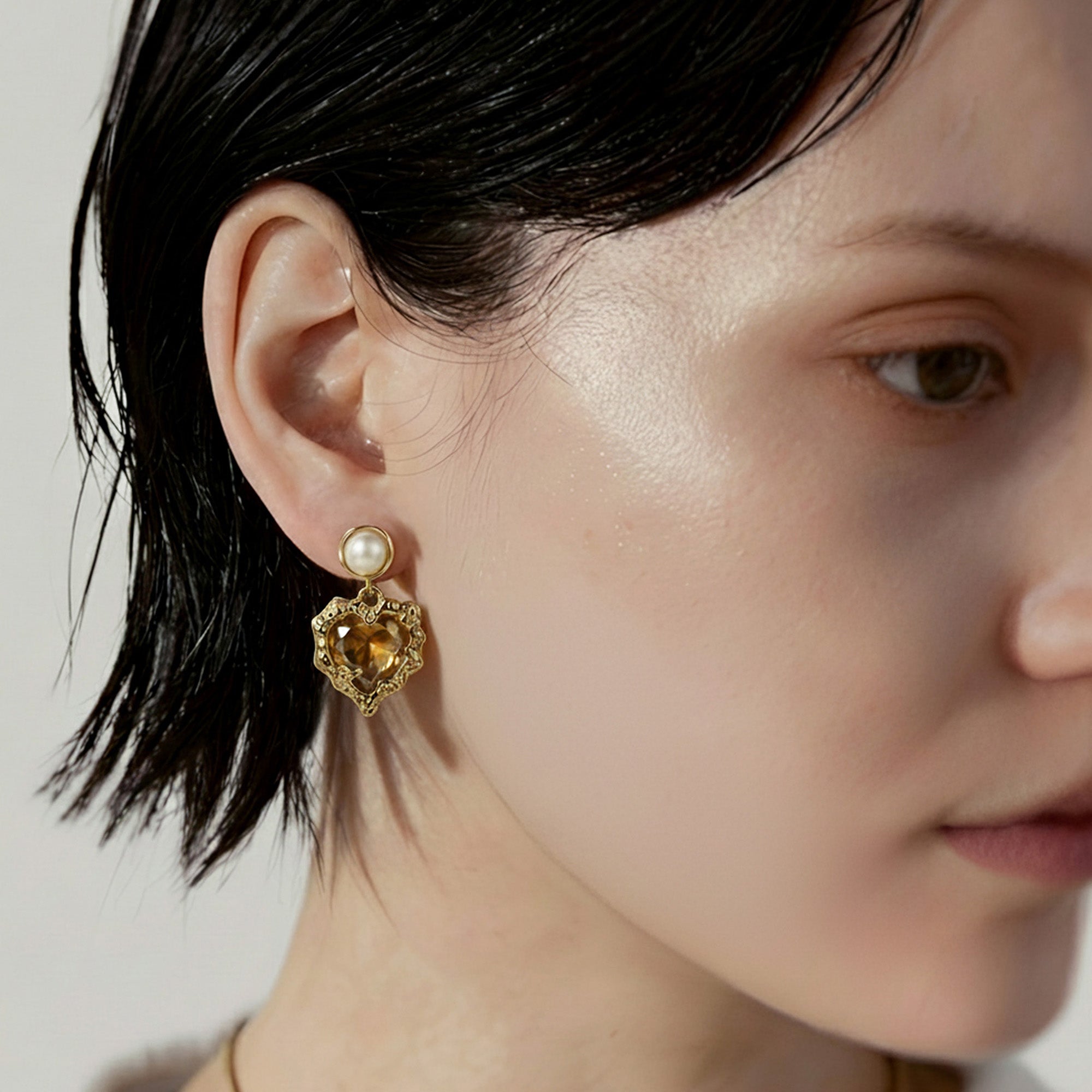 Pearl Heart Earrings