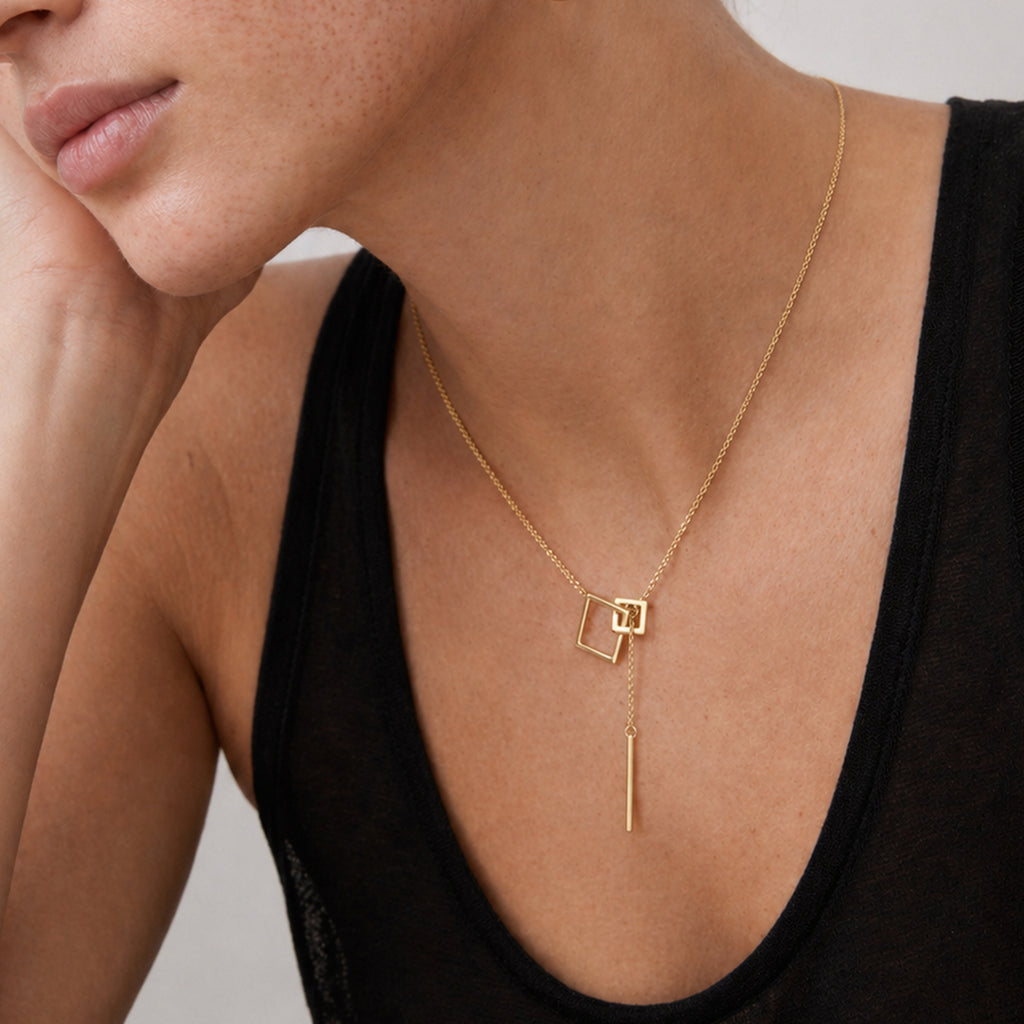 Geo Drop Gold Necklace