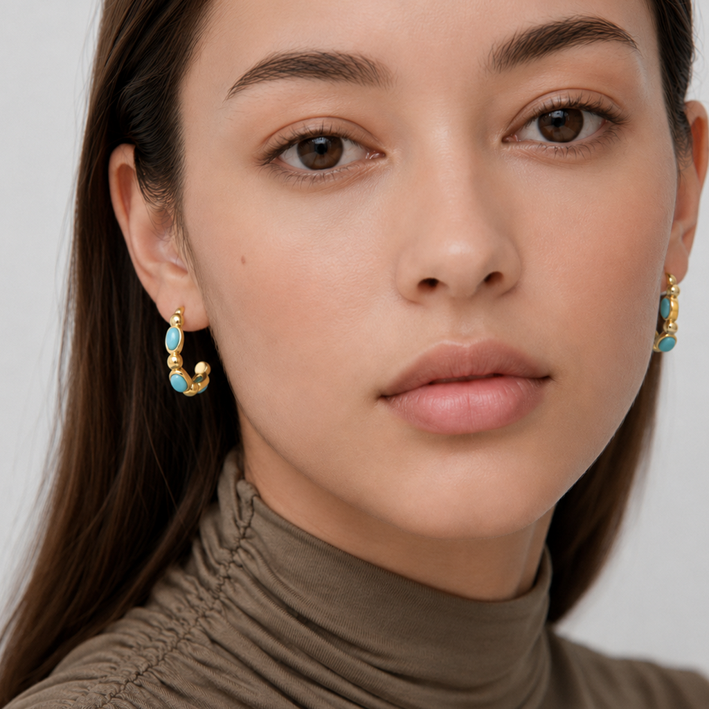 Turquoise Dome Hoops