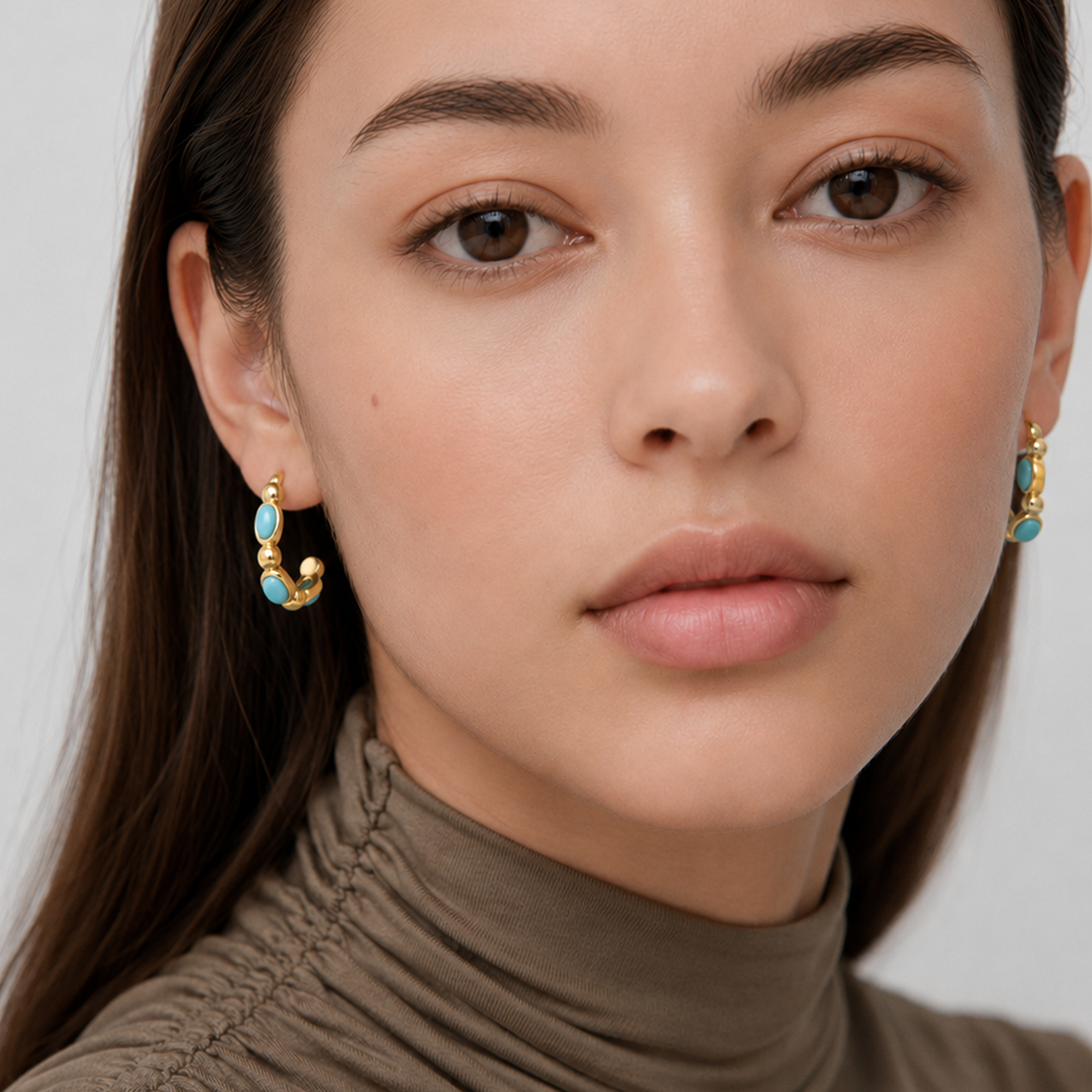 Turquoise Dome Hoops