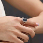 Dark Zircon Halo Ring