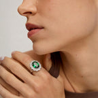 Green Zircon Halo Ring