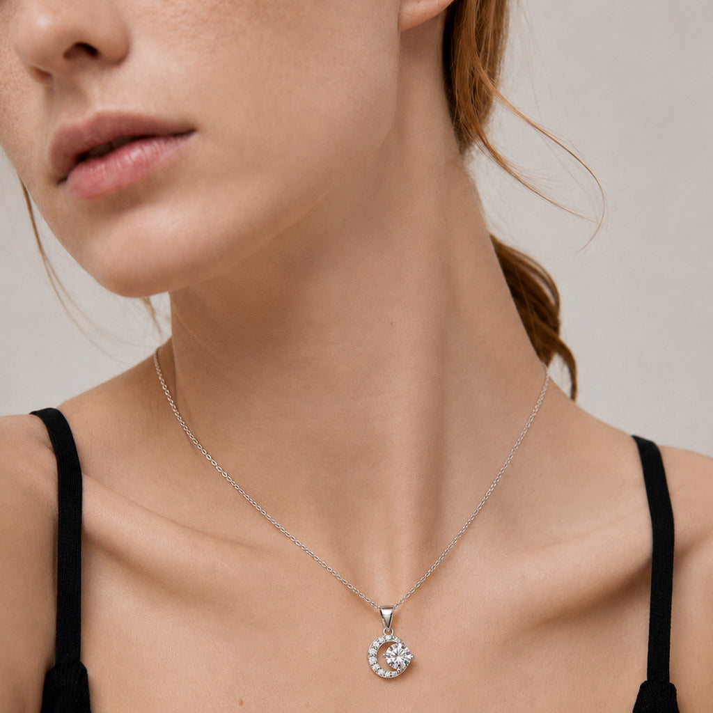 Silver Moon Pendant Necklace