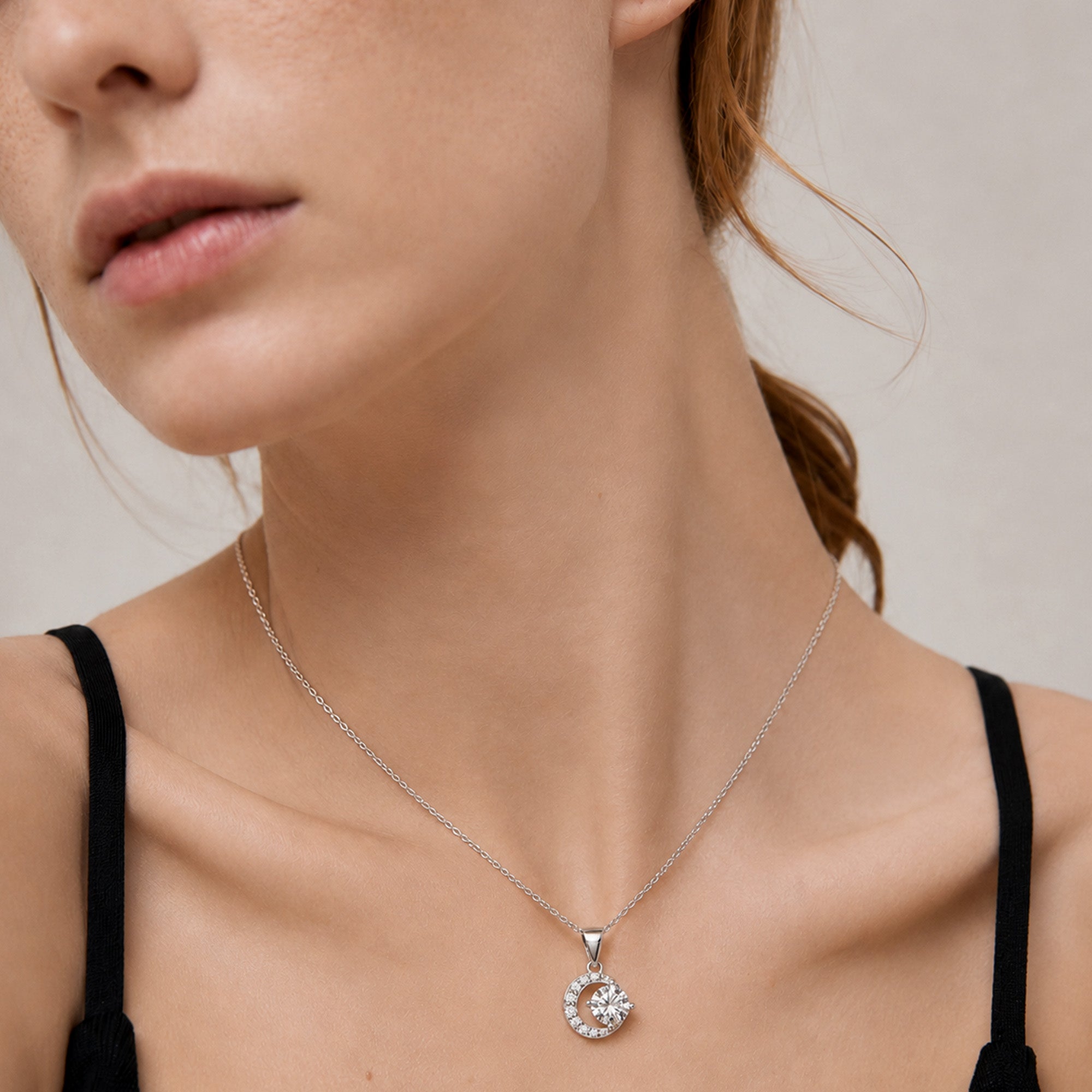 Silver Moon Pendant Necklace