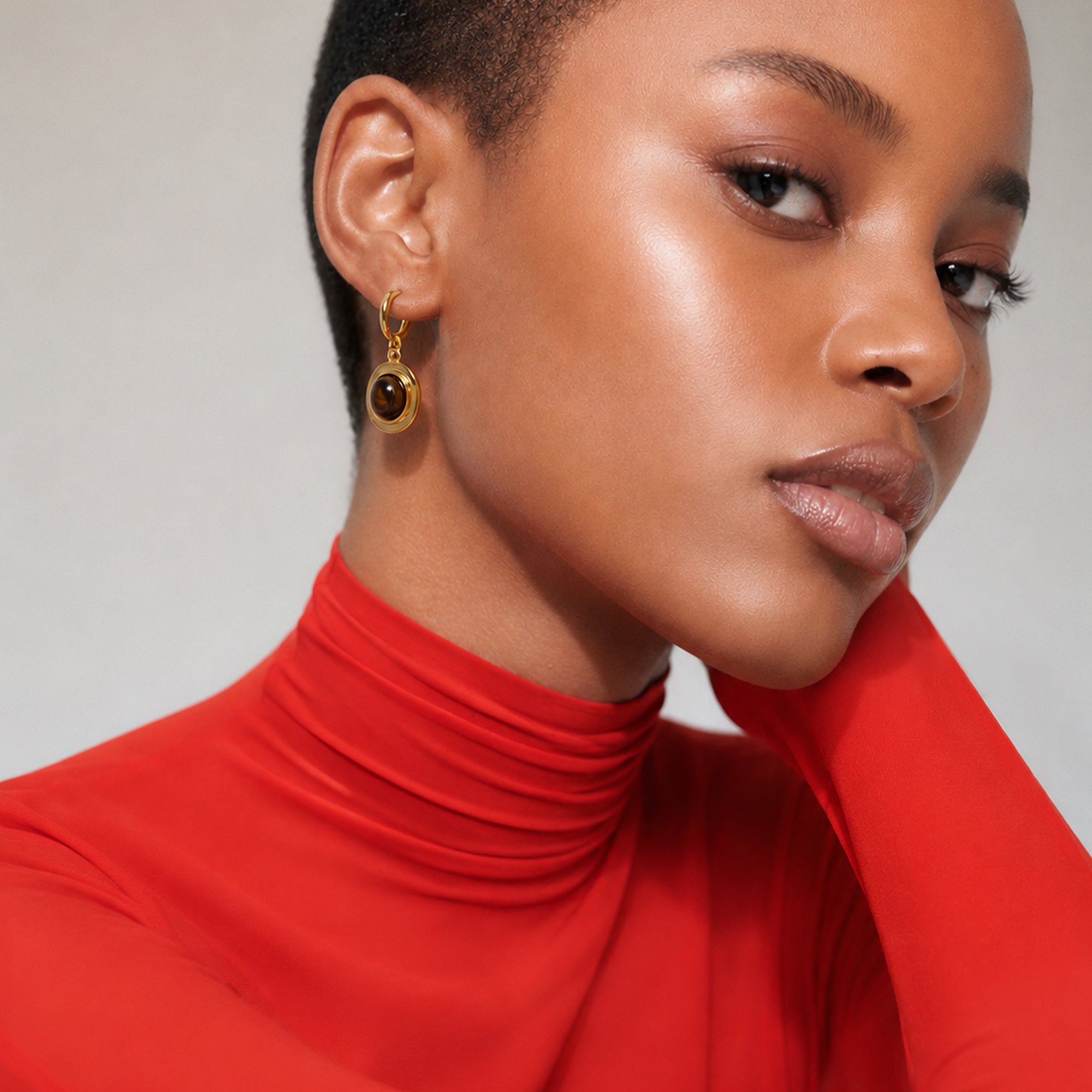 Tiger Eye Drop Hoops