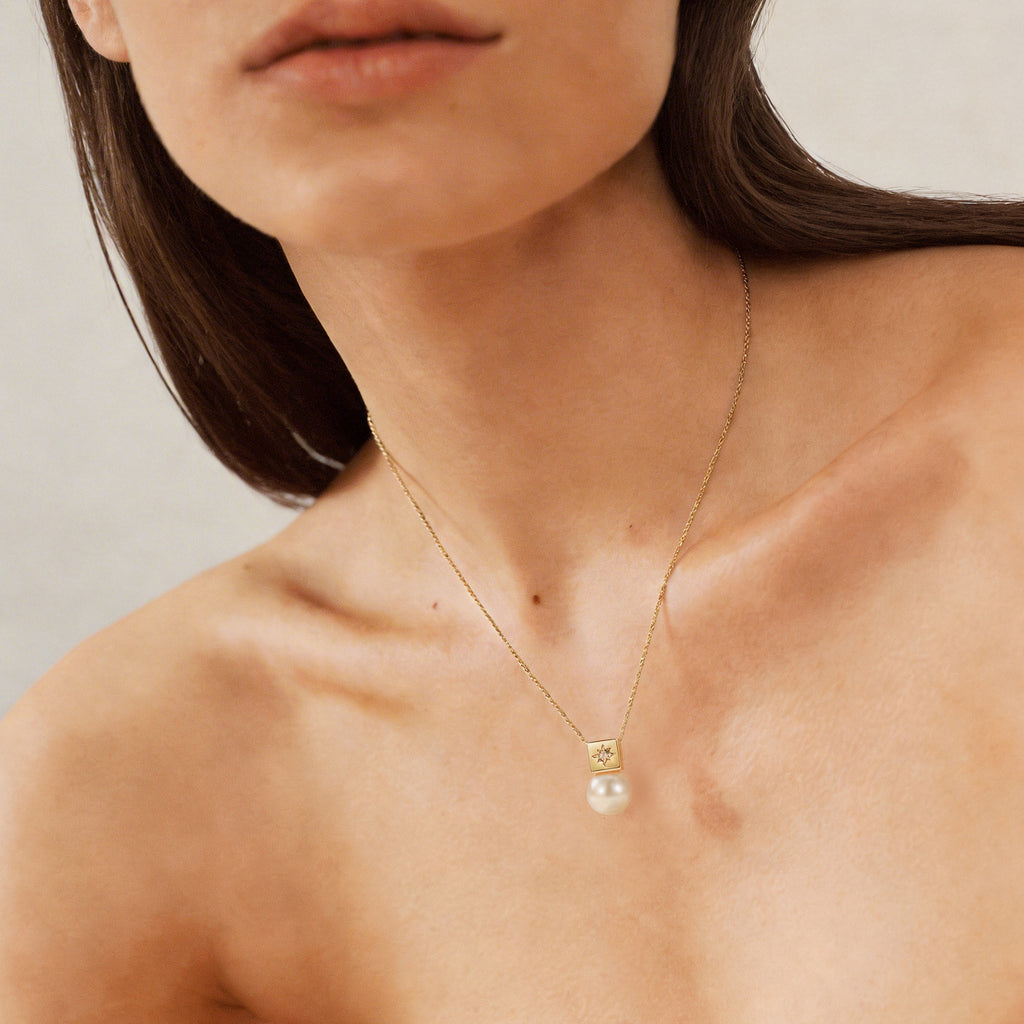 Gold Pearl Star Necklace