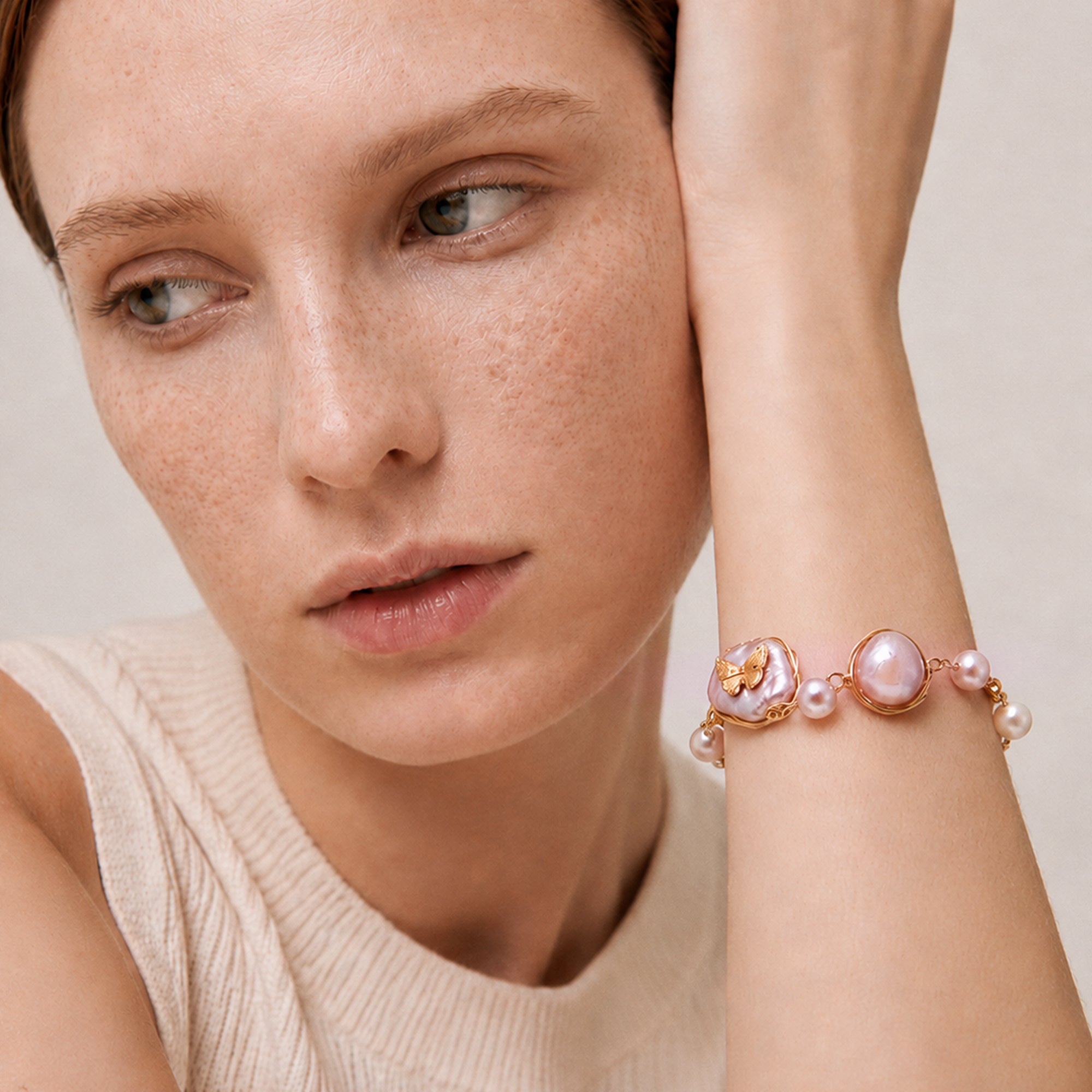 Baroque Pearl Butterfly Bangle