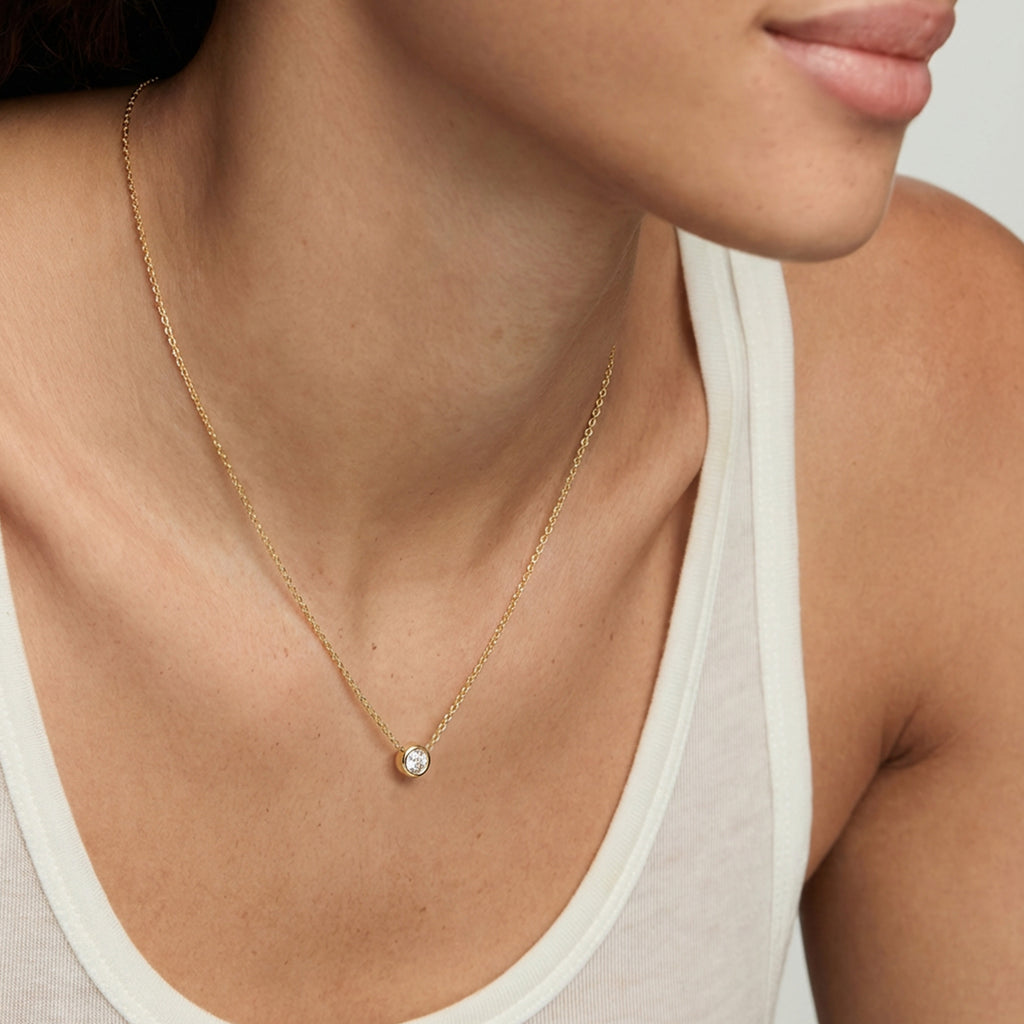 Gold Solitaire Necklace