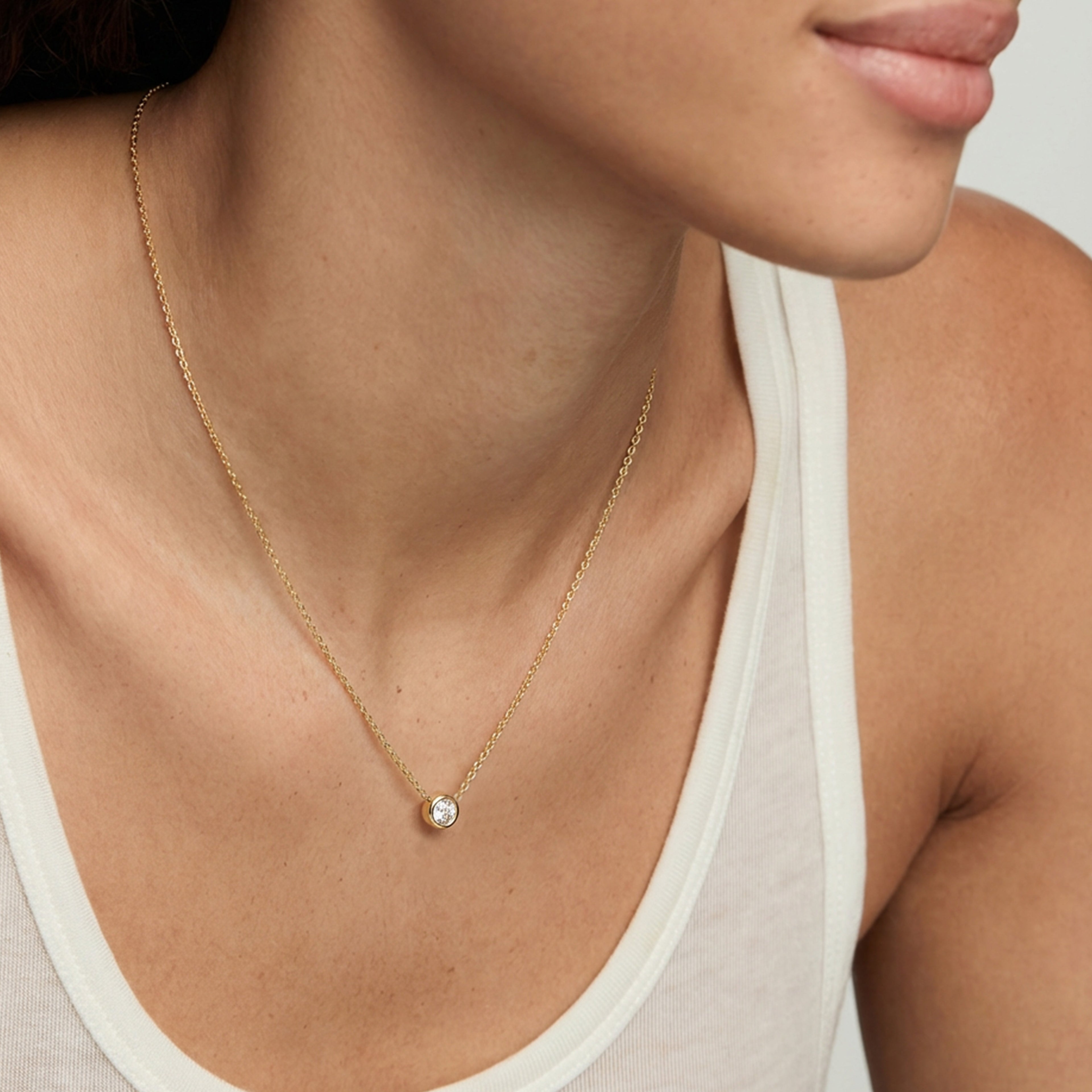 Gold Solitaire Necklace