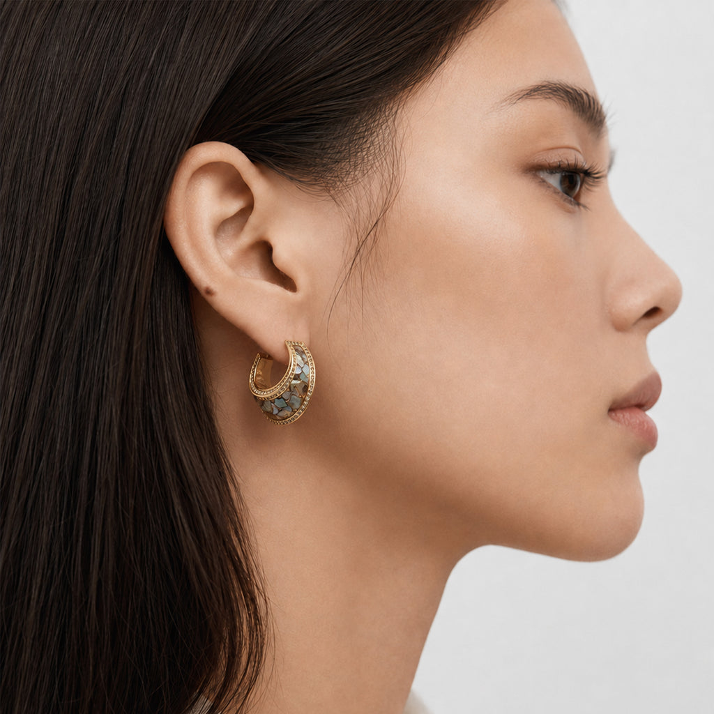 Abalone Hoop Earrings