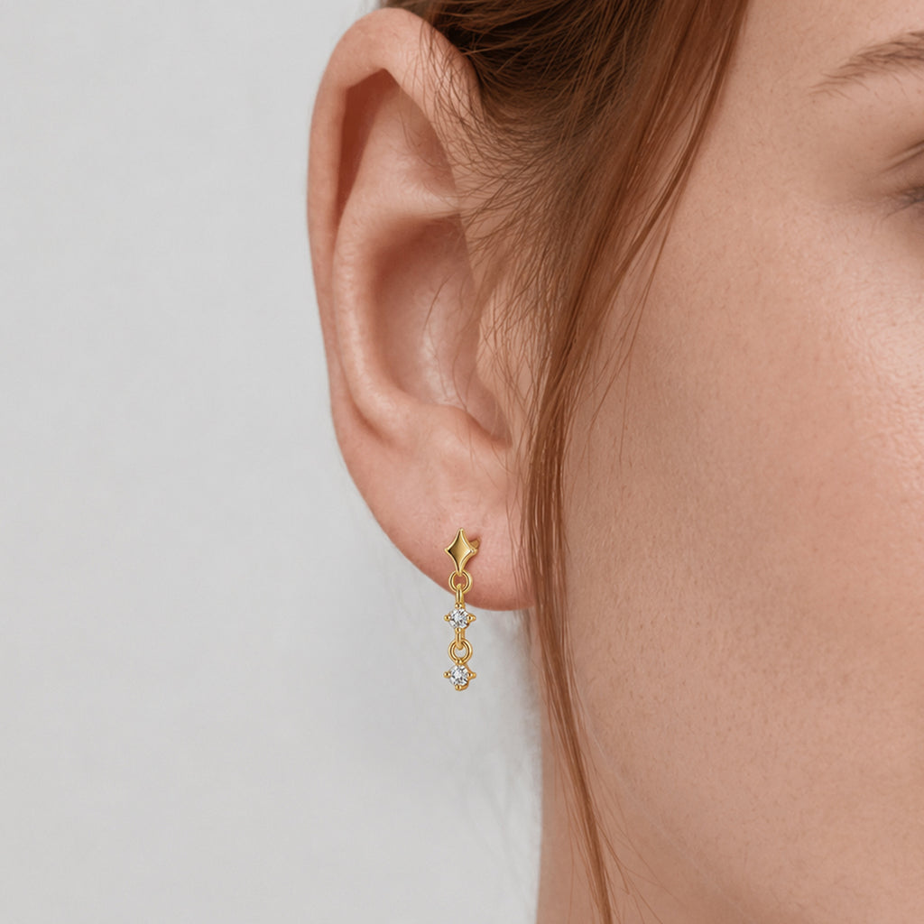 Star Zircon Drop Earrings