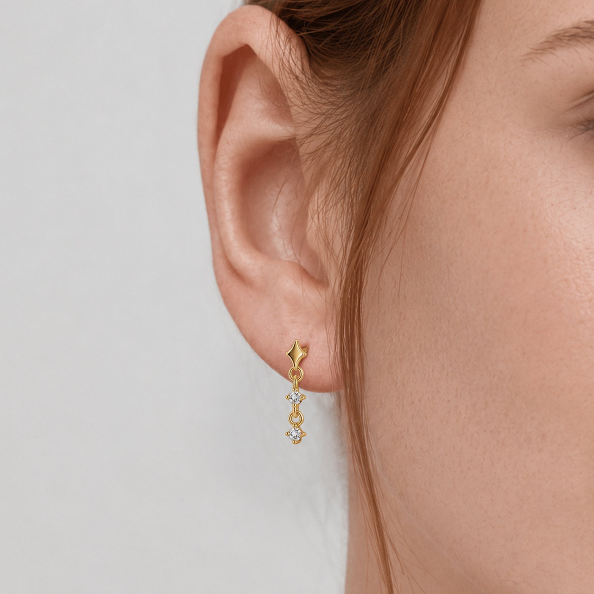 Star Zircon Drop Earrings