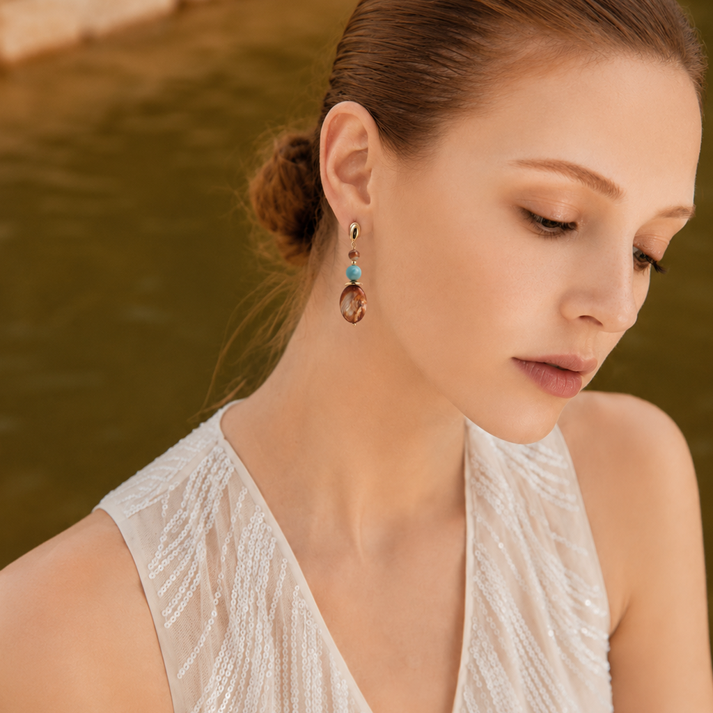 Mixed Stone Drop Earrings