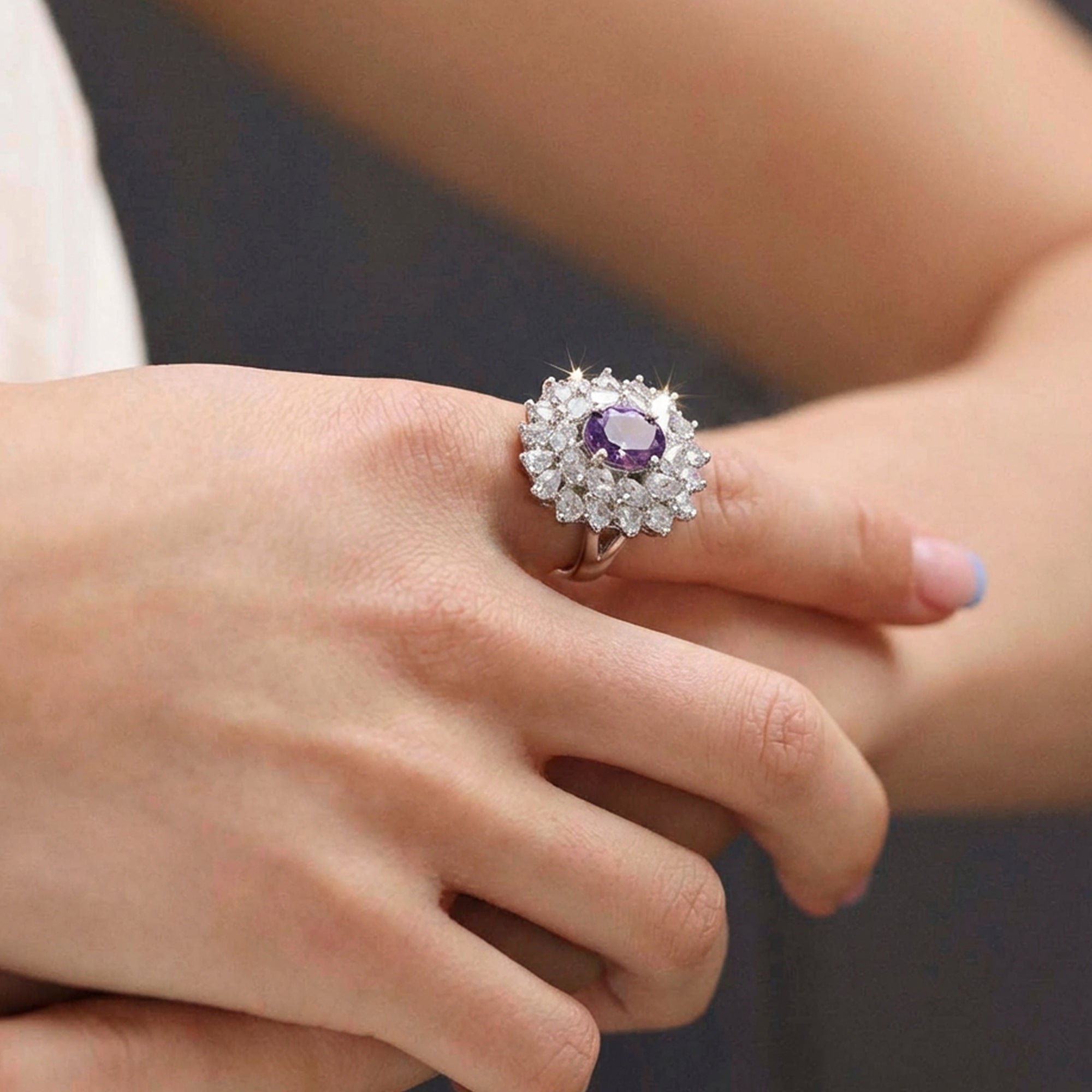 Purple Zircon Crown Ring