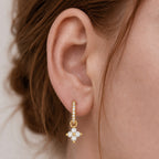 Zircon Clover Huggie Earrings