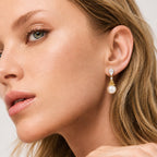 Pearl Zircon Drop Earrings