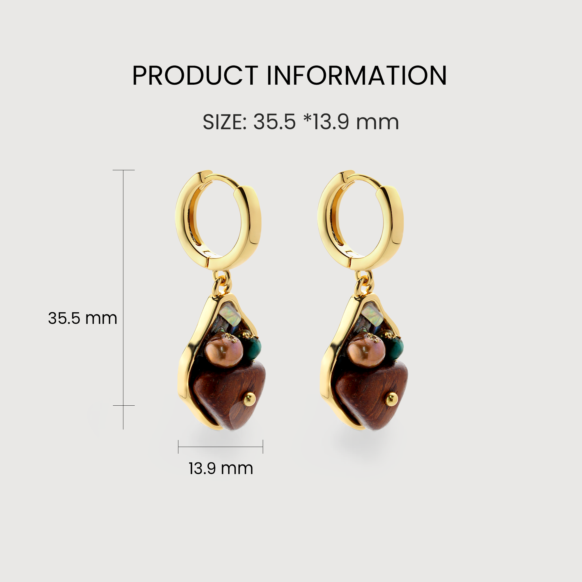 Pearl Wood Drop Hoops