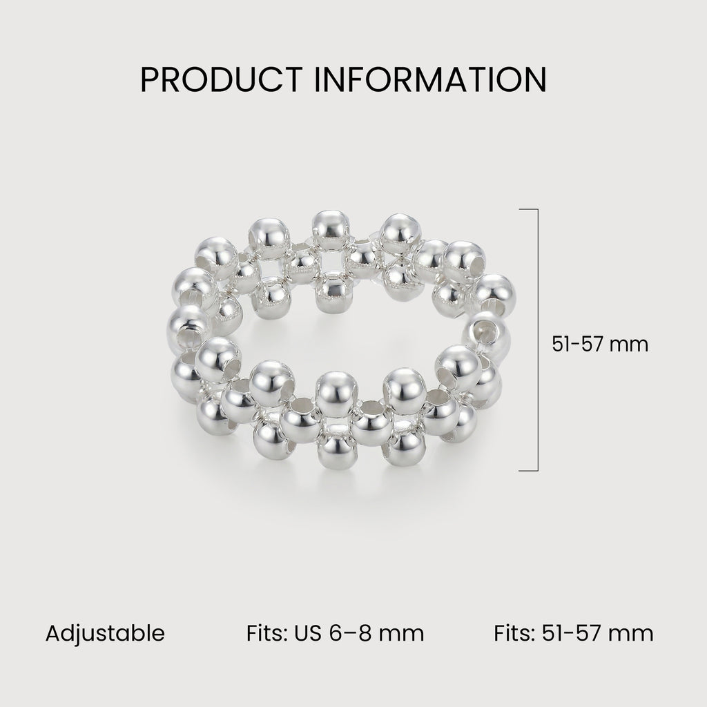 Silver Bead Open Ring