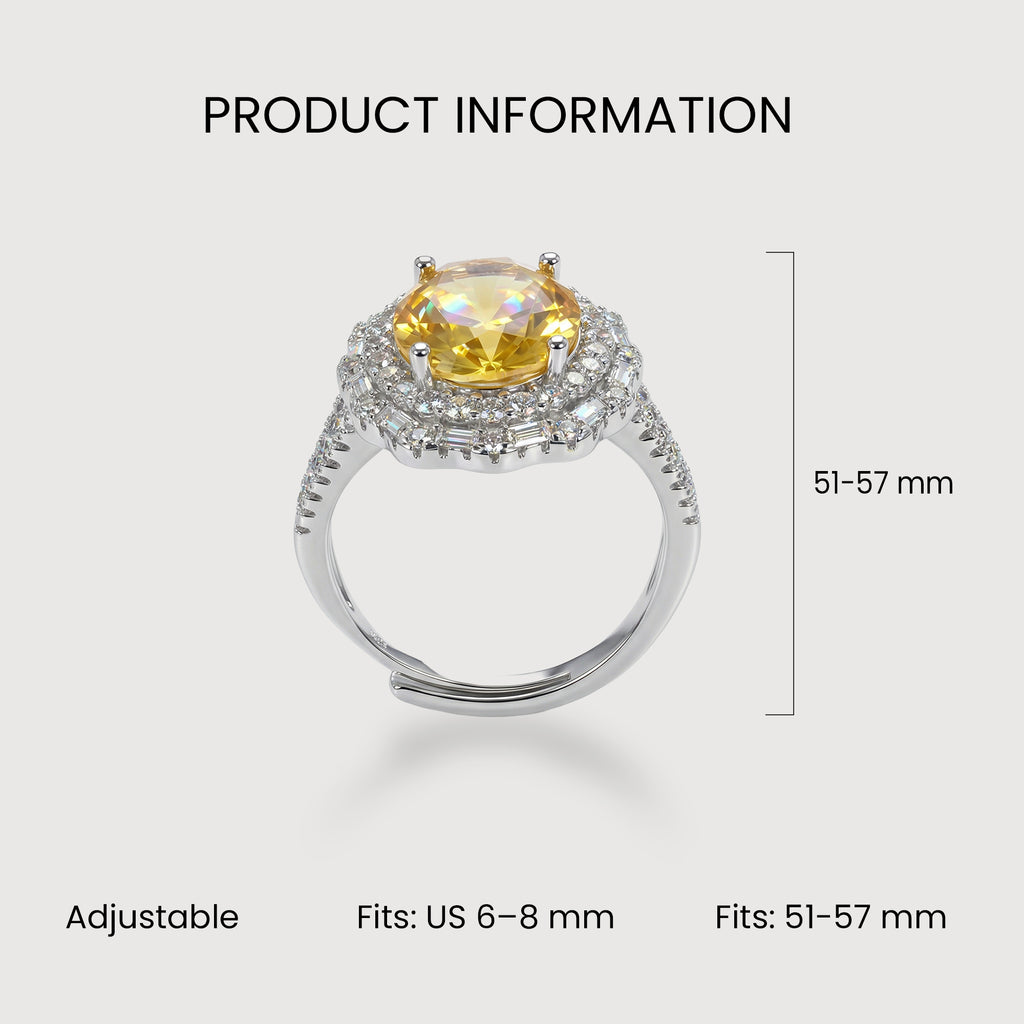 Yellow Zircon Halo Ring