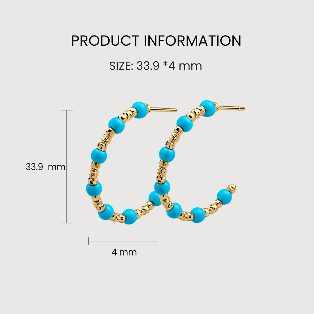 Turquoise Beaded Hoops